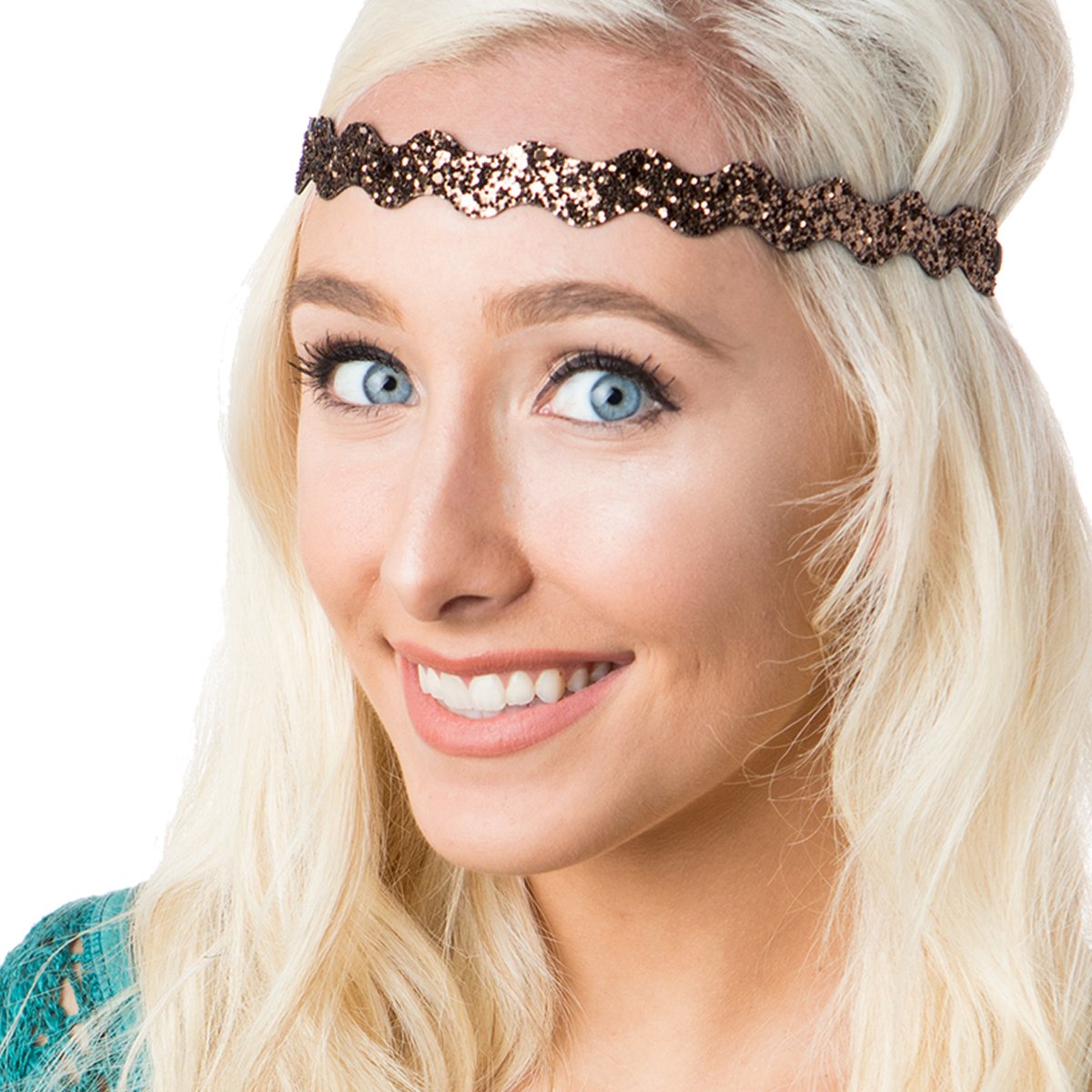 Sparkly Bling Glitter Wave Headbands 2-Pack - Adjustable No Slip Hair Accessories for Women, Girls & Teens (Black & Brown) | Perfect for Sports, Workouts, School & Everyday Fashion