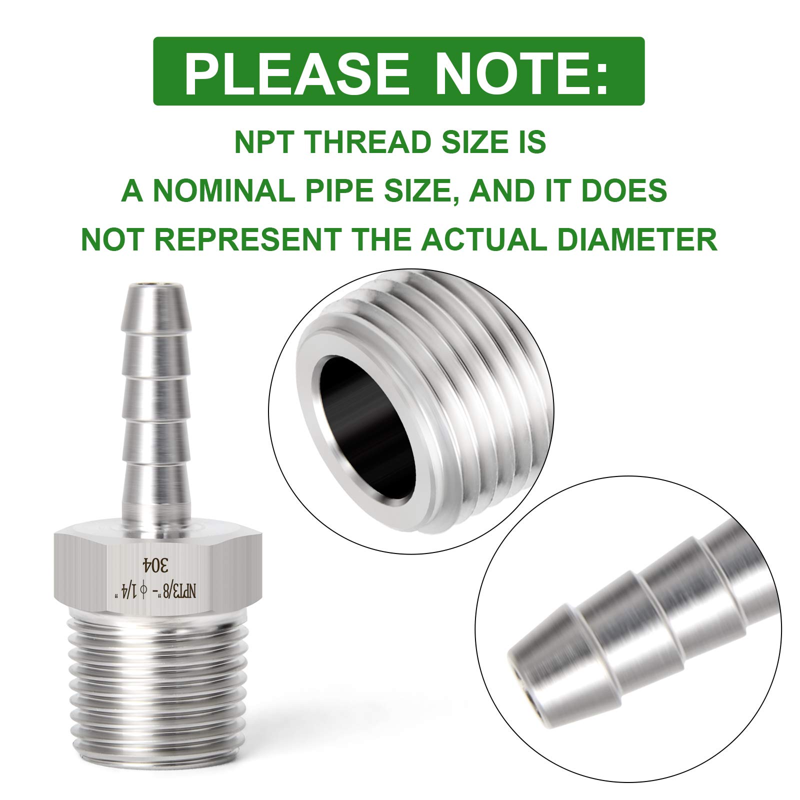 TAISHER 2PCS 304 Stainless Steel Air Hose Fittings - 1/4