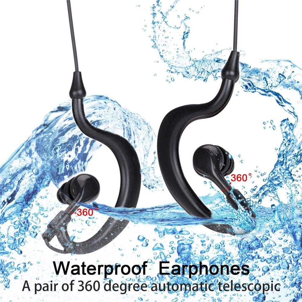 Waterproof Sports Wired Earbuds with 3.5mm Jack, Secure Hook Design for Swimming, Diving, Running & Workouts - Compatible with MP3/MP4 Players & Smartphones (Black) - Perfect for Gym, Swimming Pool & Outdoor Activities