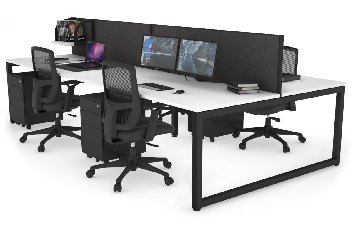 Quadro Loop Legs 4 Person Office Workstation - 1800L x 800W with Cable Management Scallop - Ideal for Collaborative Workspaces & Open Office Environments