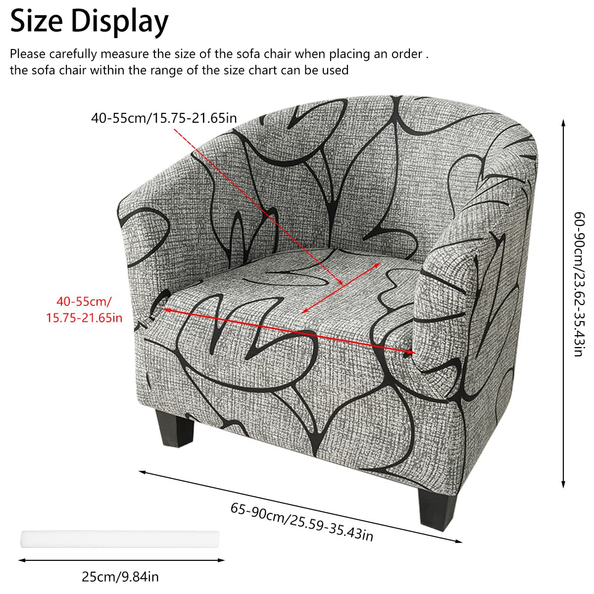 Stretchable Spandex Polyester Wingback Chair Slipcover - Washable Removable Club Chair Cover for Living Room, Bedroom & Office (#3)