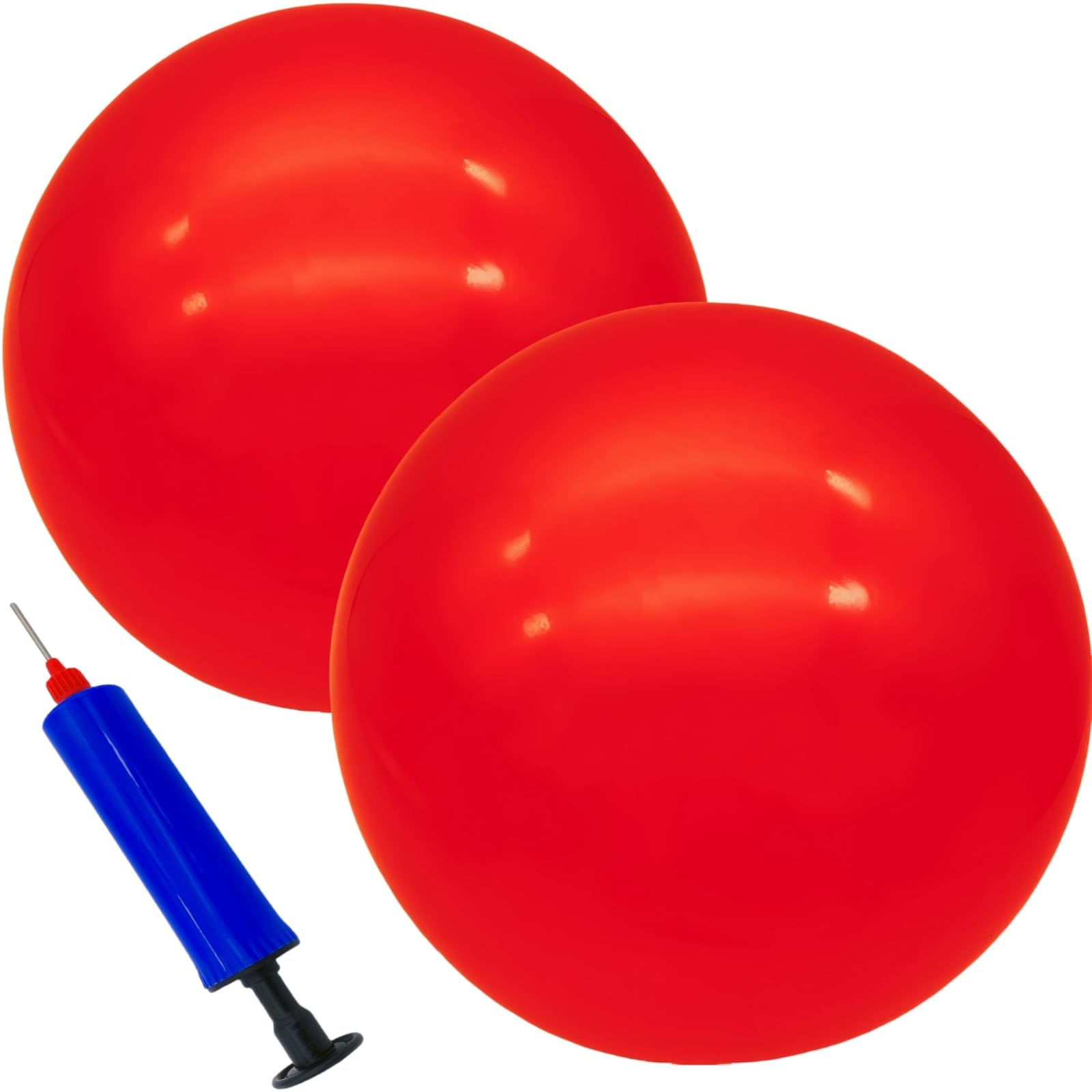 2 Pack 9 Inch Inflatable Bouncy Balls with Hand Pump - Fun Indoor Outdoor Play Balls for Kids, Birthday Party Favors, Pool Toys & Backyard Games