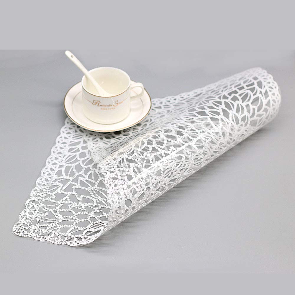 6-Pack Waterproof PVC Vinyl Placemats for Dining Table - White Plastic Washable & Wipe Clean Table Mats - Perfect for Kitchen, Restaurant, and Outdoor Picnic Use