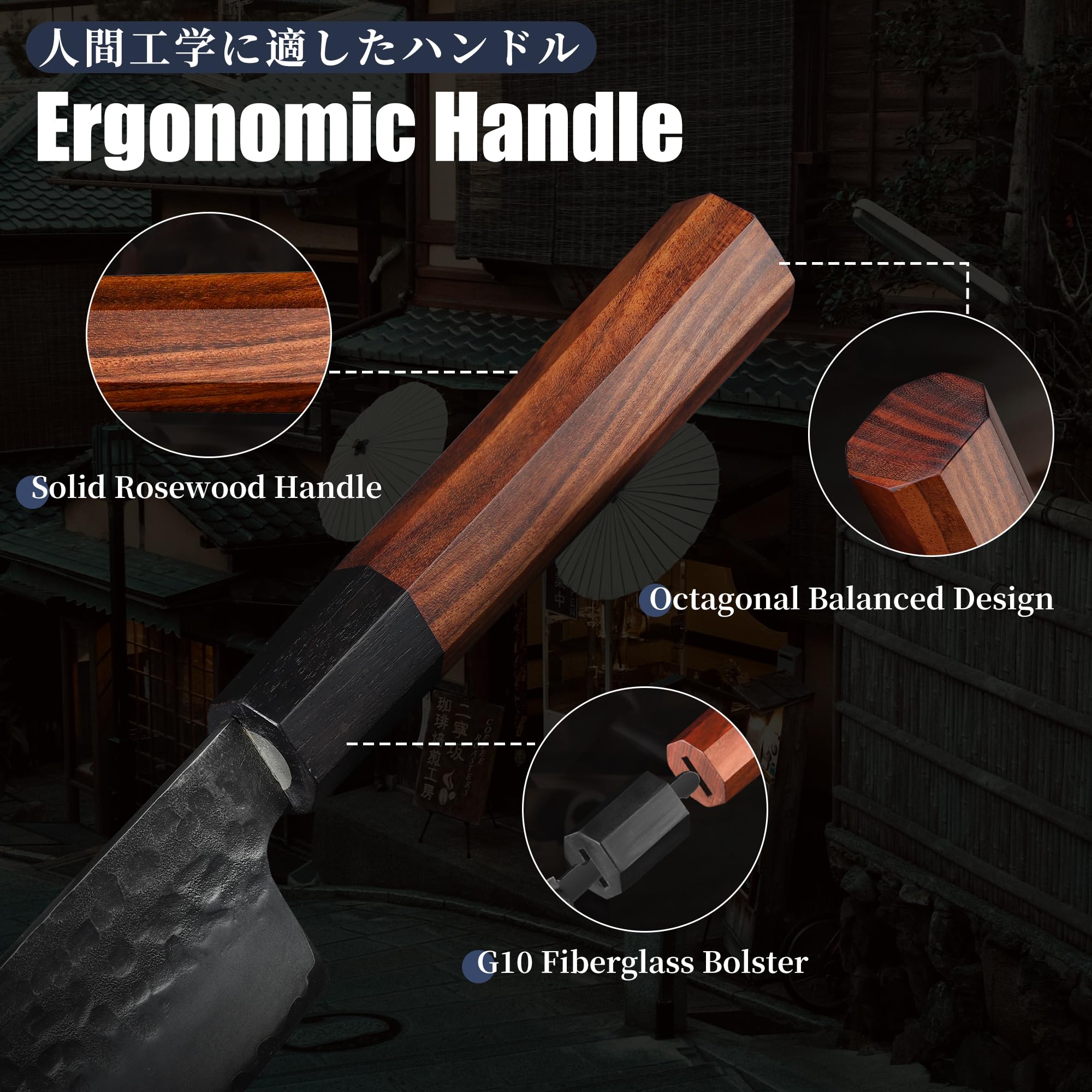 Premium Japanese Huusk Nakiri Knife - 7 Inch High Carbon Steel Vegetable Cleaver, Hand-Forged Kitchen Chef Knife with Gift Box - Perfect for Slicing Vegetables, Meat & Asian Cuisine Preparation