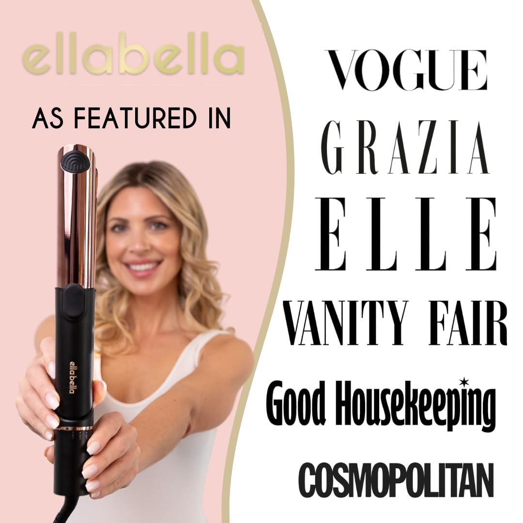 ELLA BELLA® 2-in-1 Titanium Hair Straightener & Curling Iron with Cooling Air Vents - Professional Salon Styling Tool for Smooth, Voluminous Hair - Perfect for Home Use, Travel & Salon-Quality Styling