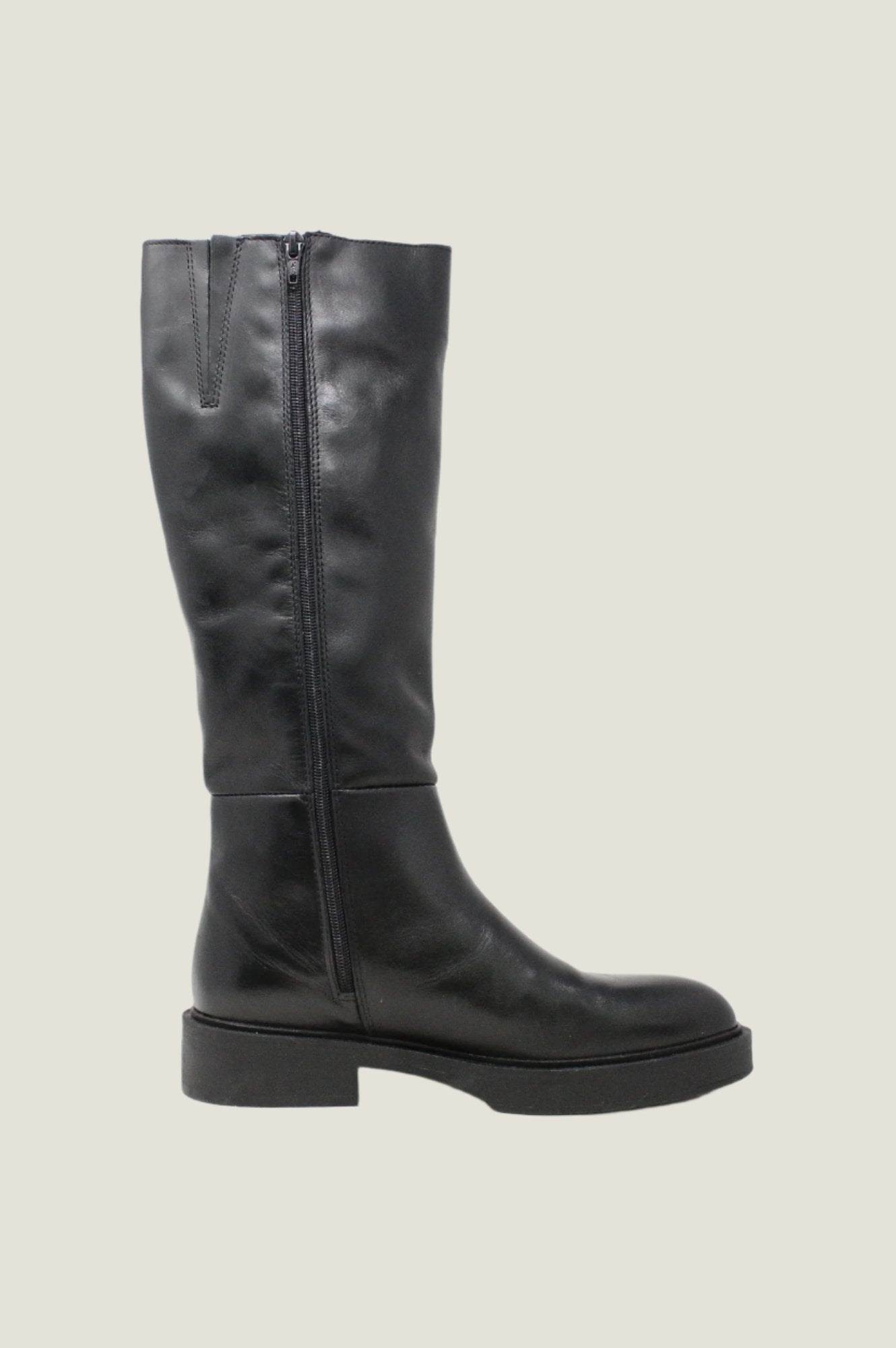 ALPE Leather Knee High Flat Boots for Women - Black | Stylish & Comfortable Winter Boots for Casual Outfits & Office Wear