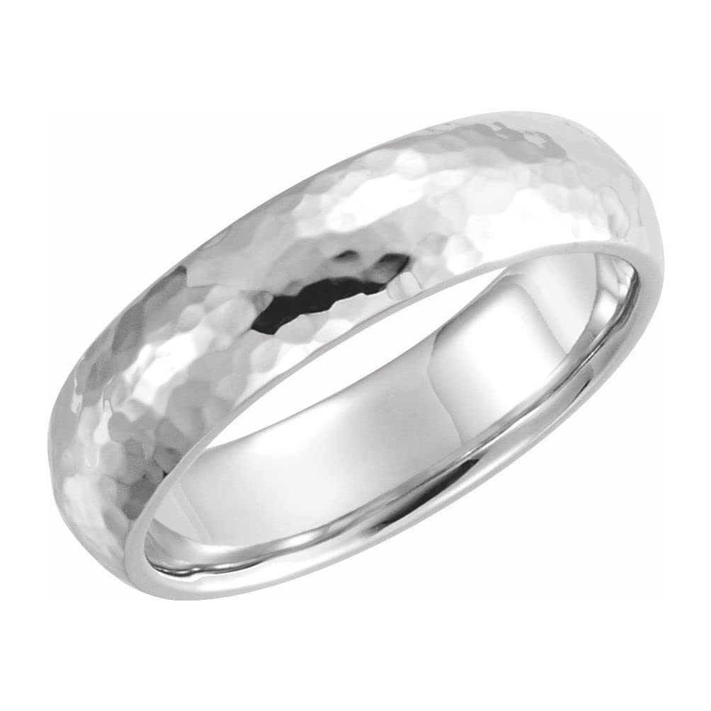 Bonyak Sterling Silver 5mm Half Round Hammered Wedding Band Ring - Size 11 - Elegant Hammer Finish Jewelry for Men & Women - Perfect for Anniversary, Engagement & Everyday Wear