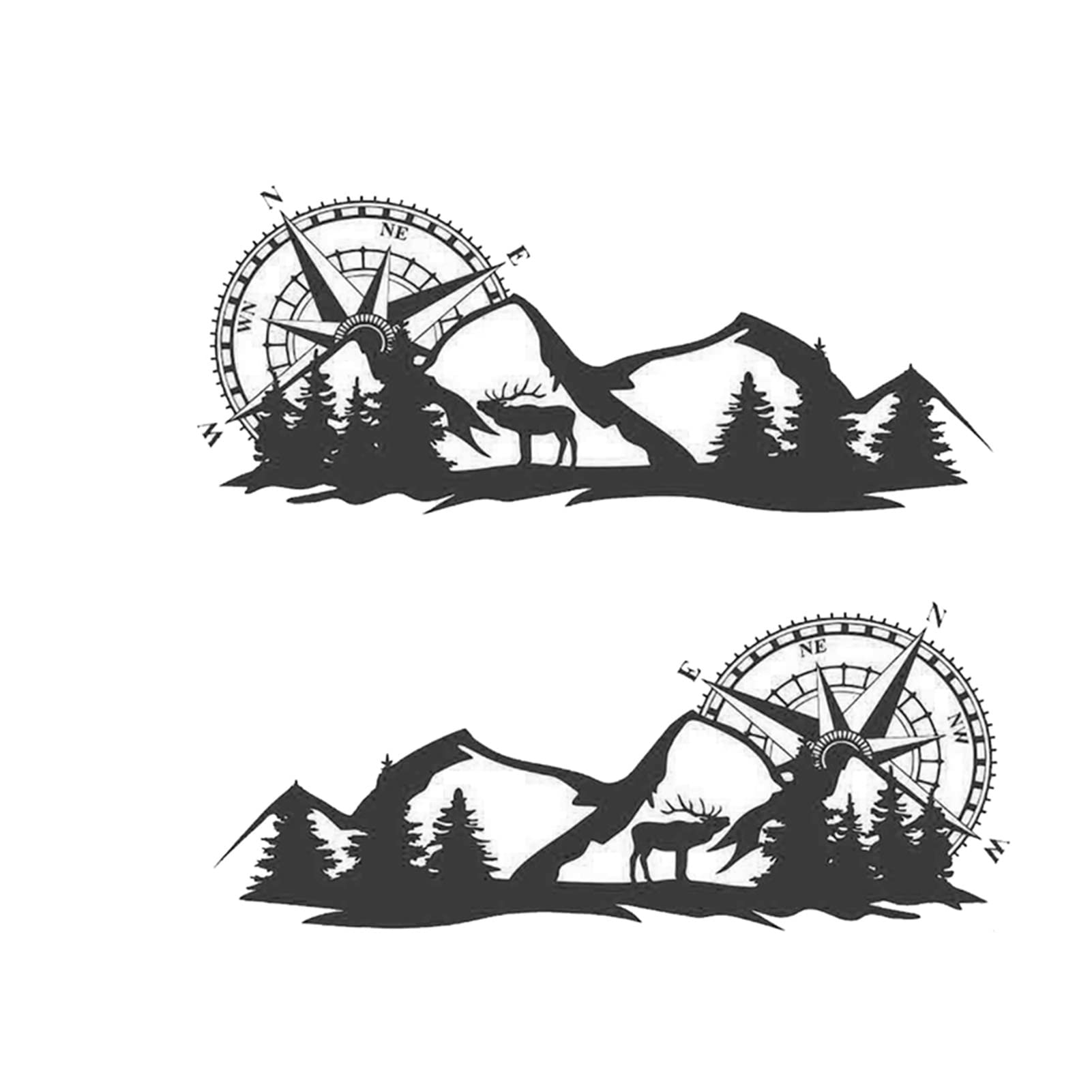Universal RV Motorhome Body Sticker - DIY Compass Navigation Animal Decal for Cars, Caravans & Trailers | Waterproof Vinyl Decoration (Black) - Perfect for Road Trips, Camping & Outdoor Adventures