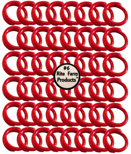 48-Pack Red Leg Bands for Poultry, Size #6 with 3/8