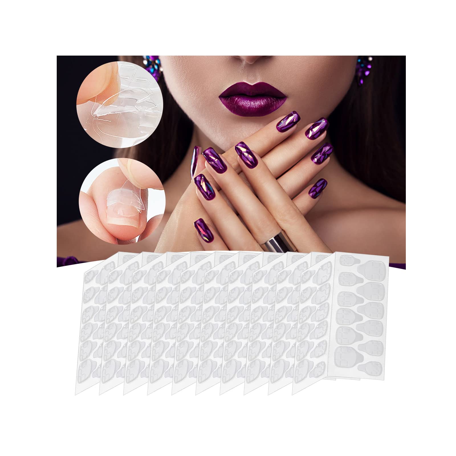 ZITIANY 10 Sheets Professional Nail Glue Stickers - Double Sided Waterproof Breathable Jelly Adhesive Tabs for Press on Nails & Acrylic Fake Nails - Perfect for Salon, Home Manicures & Nail Art