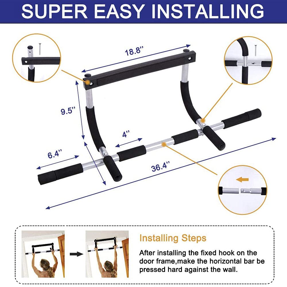 Pull Up Bar for Doorway - Multi-Grip Chin Up Bar with Foam Padding for Home Gym & Upper Body Workout | Portable Dip Bar for Strength Training, Calisthenics & Home Fitness