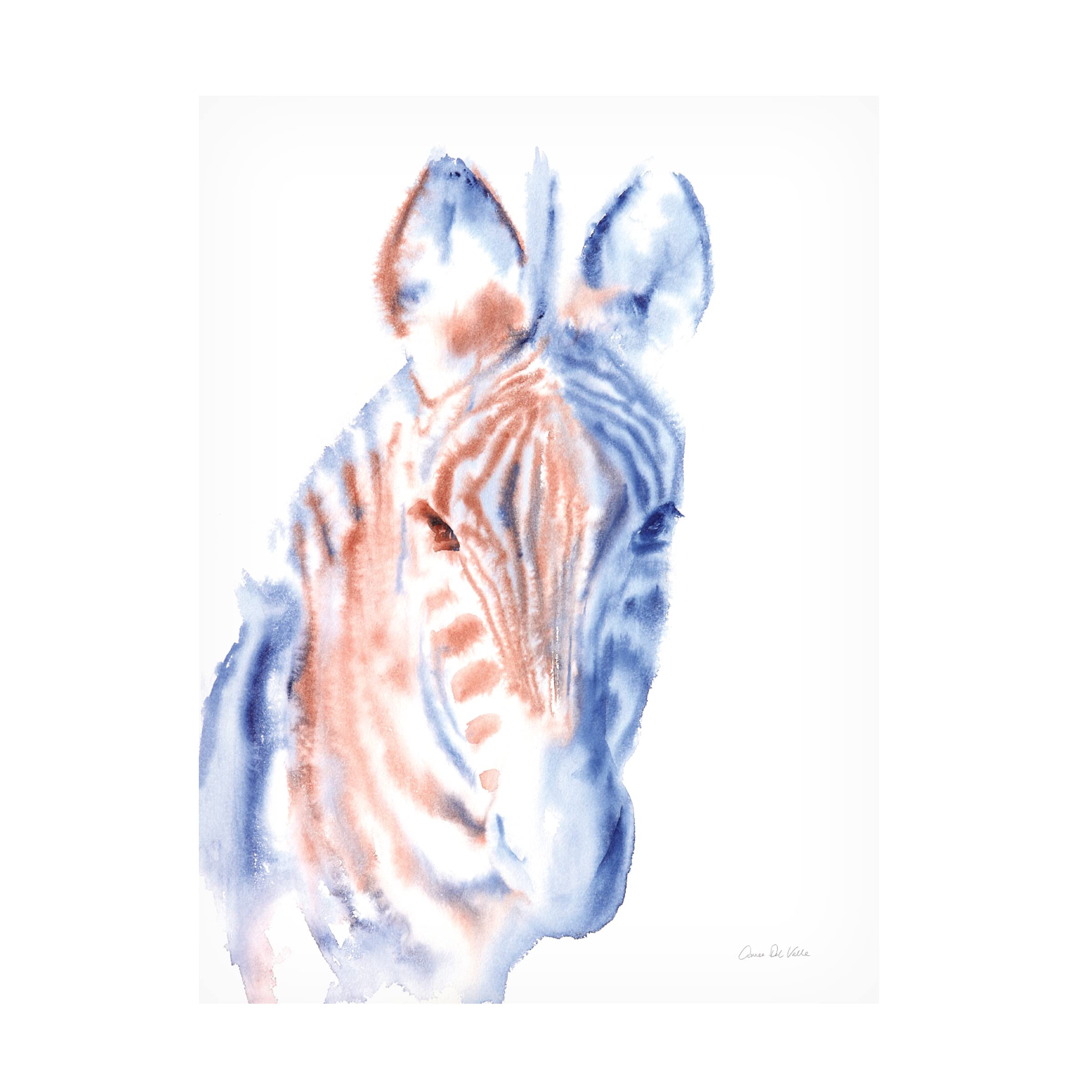 Trademark Fine Art 'Copper and Blue Zebra' Canvas Wall Art by Aimee Del Valle - 35x47 Inches, Modern Abstract Painting for Living Room, Bedroom & Office Decor