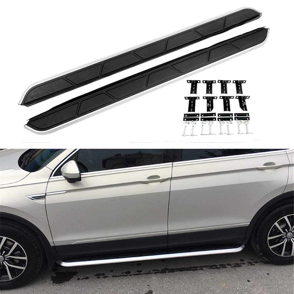 2 Pcs Aluminum Running Boards Side Steps Nerf Bars for Volkswagen VW Tiguan 2017-2020 - Durable Off-Road Protection & Easy Installation (Perfect for Adventure, Daily Use & Truck Customization)