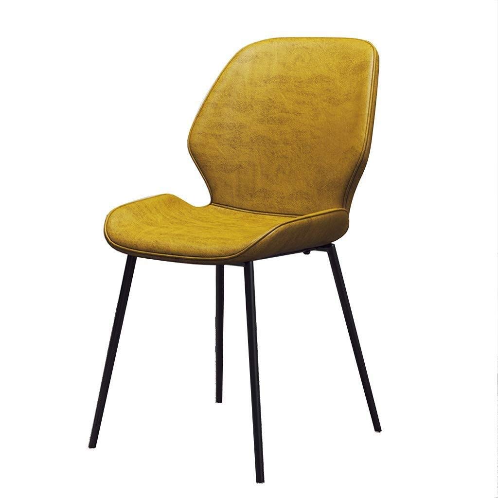 Mid Century Modern Dining Chairs - Faux Leather Kitchen & Bar Stools with Metal Legs - Yellow Accent Chairs for Home, Living Room & Pub | Perfect for Small Spaces & Contemporary Decor