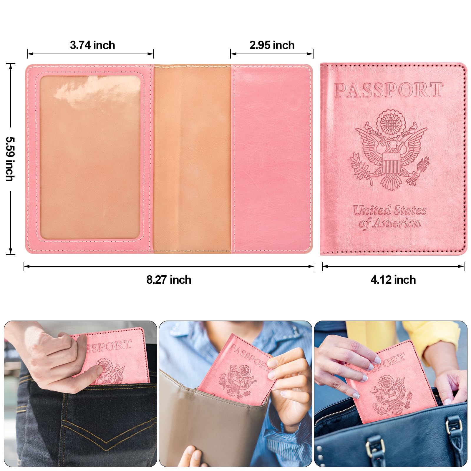 Eoehro 2-Pack RFID Blocking Passport Holder Wallet - Leather Travel Document Organizer for Women & Men | Perfect for International Flights, Vacations & Business Trips
