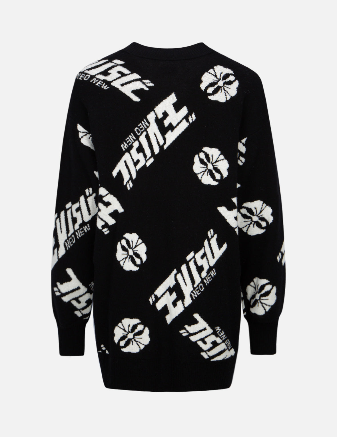 Premium Allover Kamon & Logo Jacquard Sweater for Men | Japanese-Inspired Geometric Pattern Pullover | Casual & Business Wear | Perfect for Fall & Winter Fashion