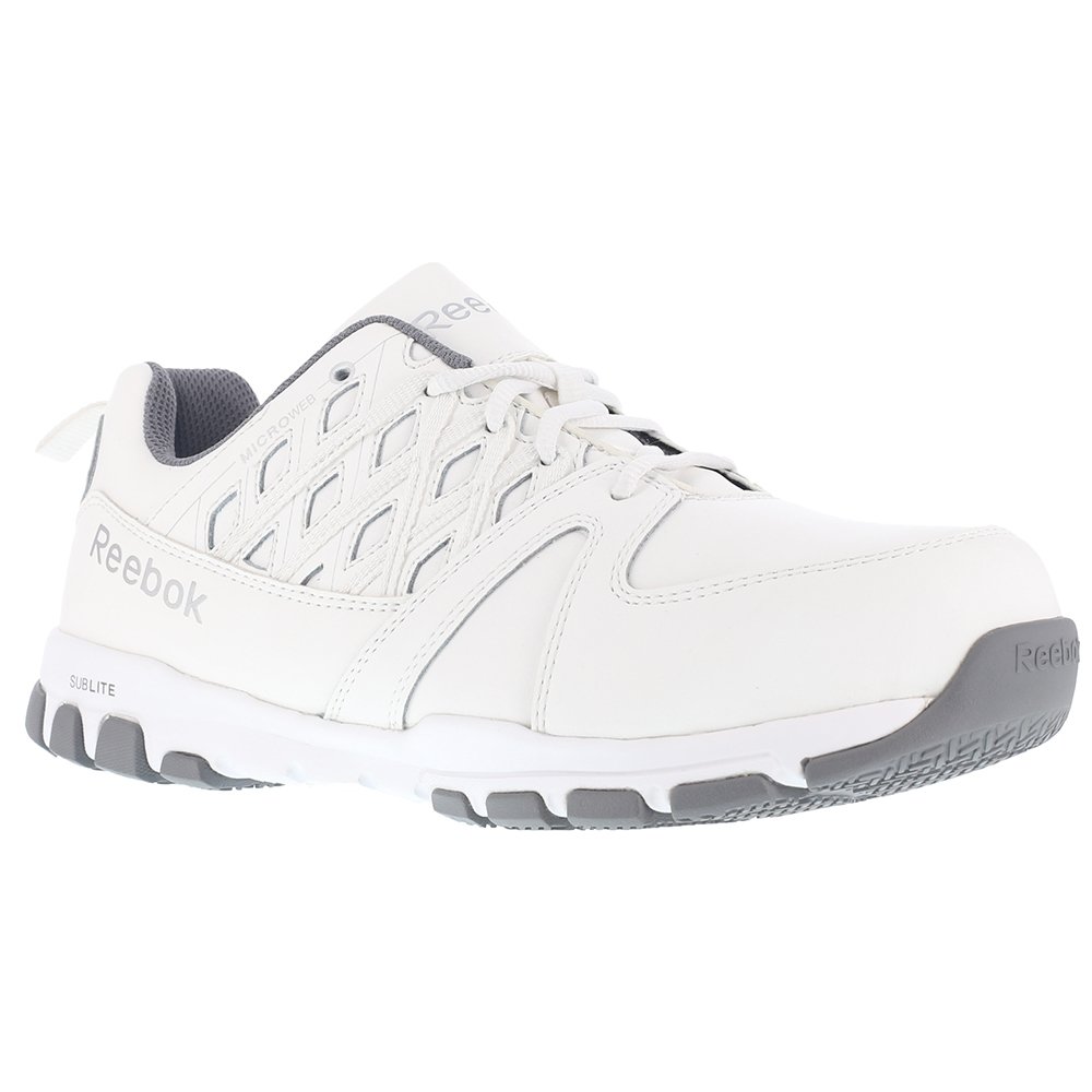 Reebok Men's Sublite Cushioning Steel Toe Work Shoes - Lightweight Safety Shoes for Construction & Warehouse - White Rb4443 - Perfect for Industrial Work & Outdoor Labor