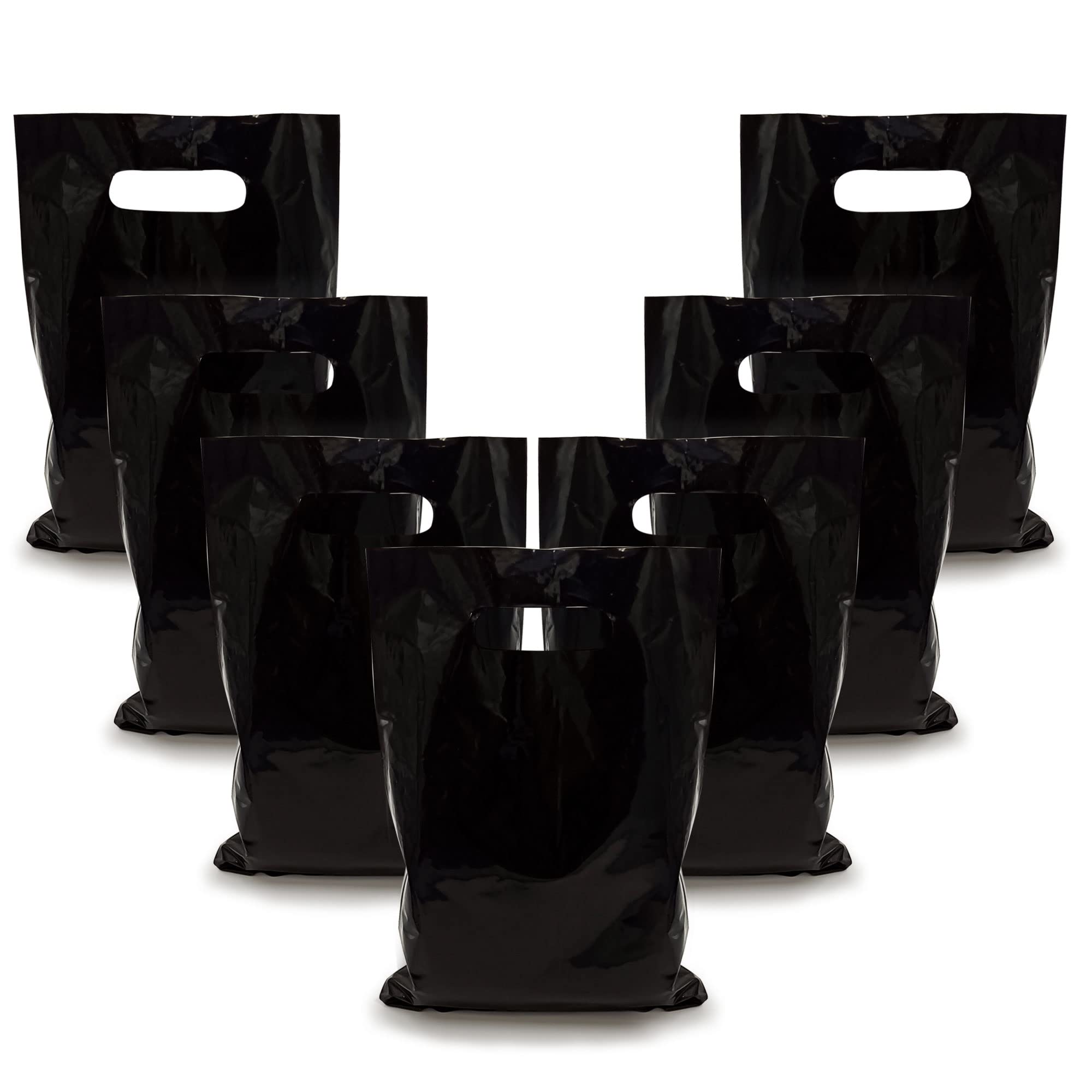 40PCS Black Plastic Gift Bags for Candy, Party Favors & Gifts - Durable Die-Cut Treat Bags for Halloween, Birthday Parties, Baby Showers & Wedding Favors