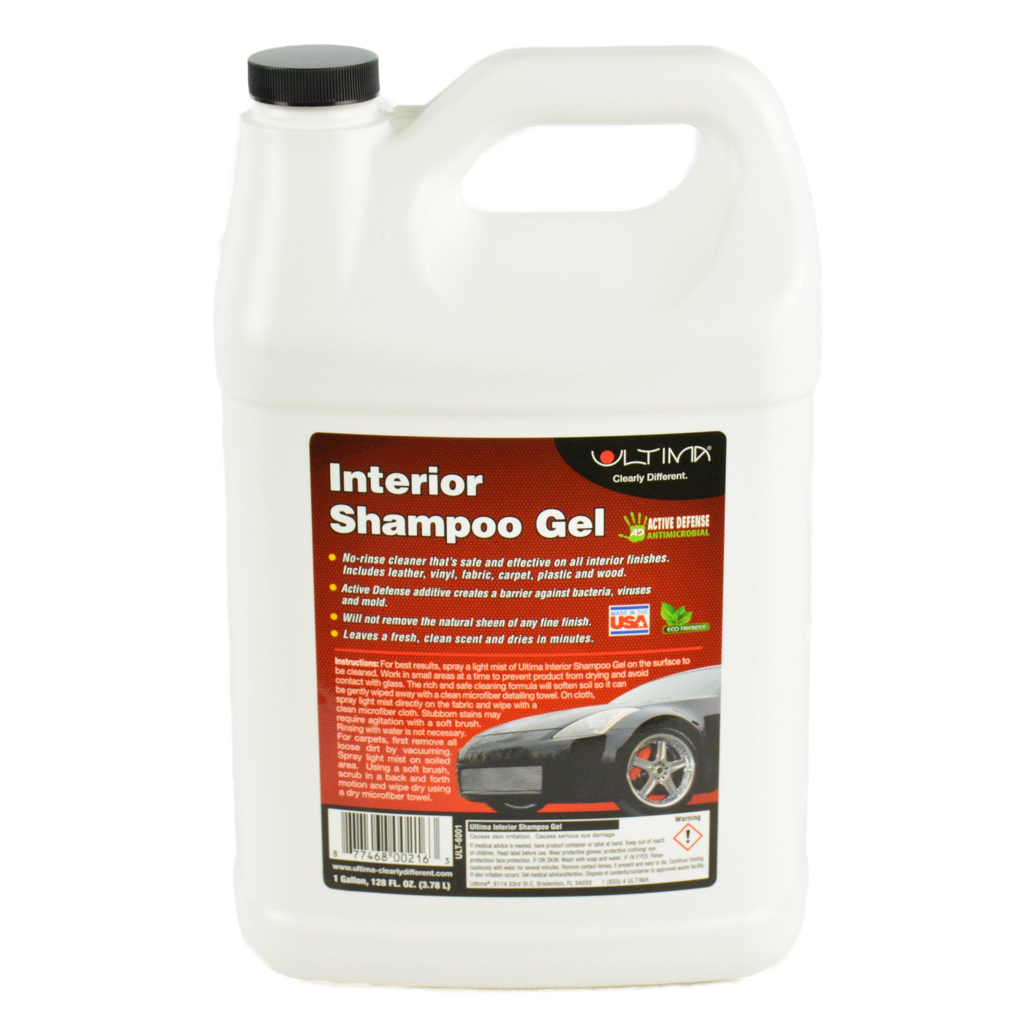 Ultima Interior Shampoo Gel for Cars & SUVs - Deep Cleaning Auto Upholstery Shampoo - Leather & Fabric Cleaner for Seats, Carpets & Mats - Safe for All Vehicle Interiors
