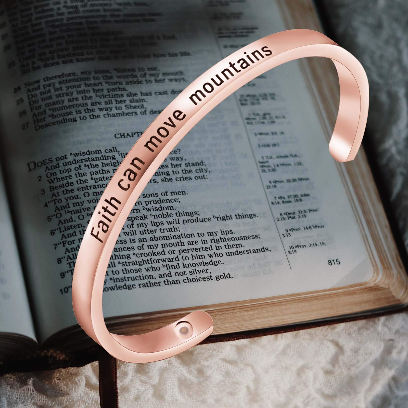 Mustard Seed Faith Bracelet - Inspirational Christian Jewelry Gift for Women & Teen Girls - Faith Moves Mountains Cuff Bracelet - Perfect for Church, Bible Study & Daily Encouragement