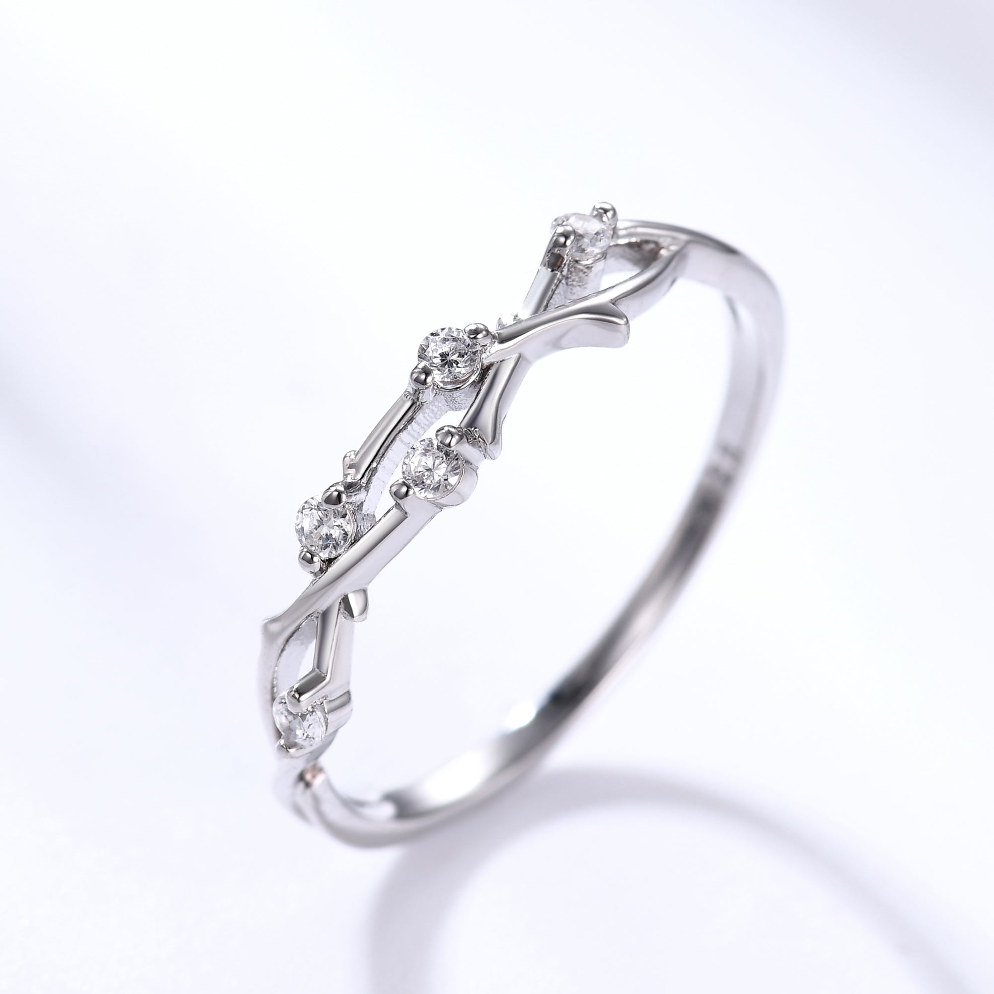 Infinity Twig Leaf Wedding Band - Nature Inspired Women's Ring with Split Shank Design - Perfect for Bridal Jewelry, Nature Lovers & Boho Wedding Accessories
