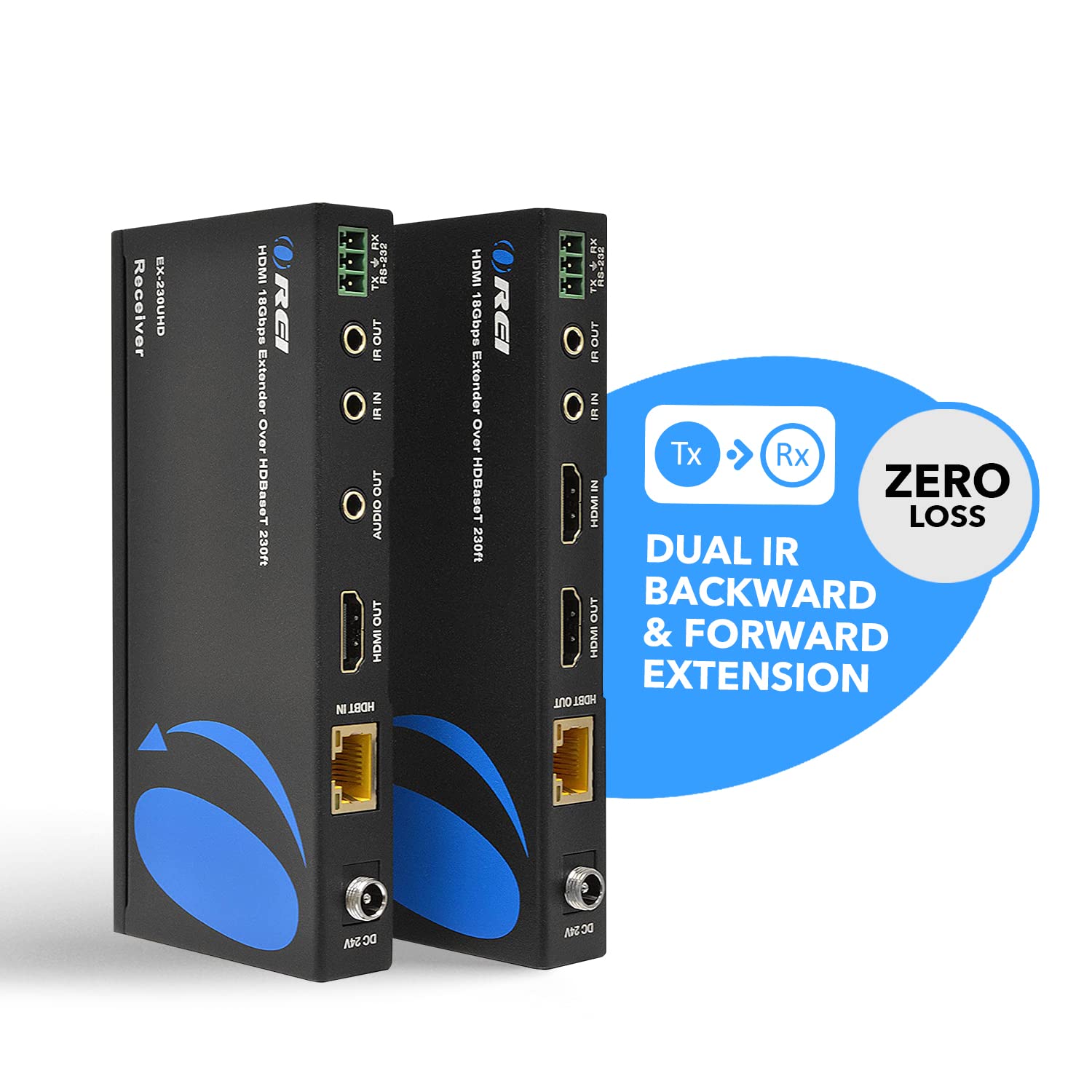 OREI UltraHD HDMI Extender 4K 18G HDBaseT Over Single CAT5e/CAT6 Cable - 4K@60Hz up to 230FT, 1080P up to 330FT - Power Over Cable, Zero Latency - Perfect for Home Theater, Conference Rooms & Gaming Setups