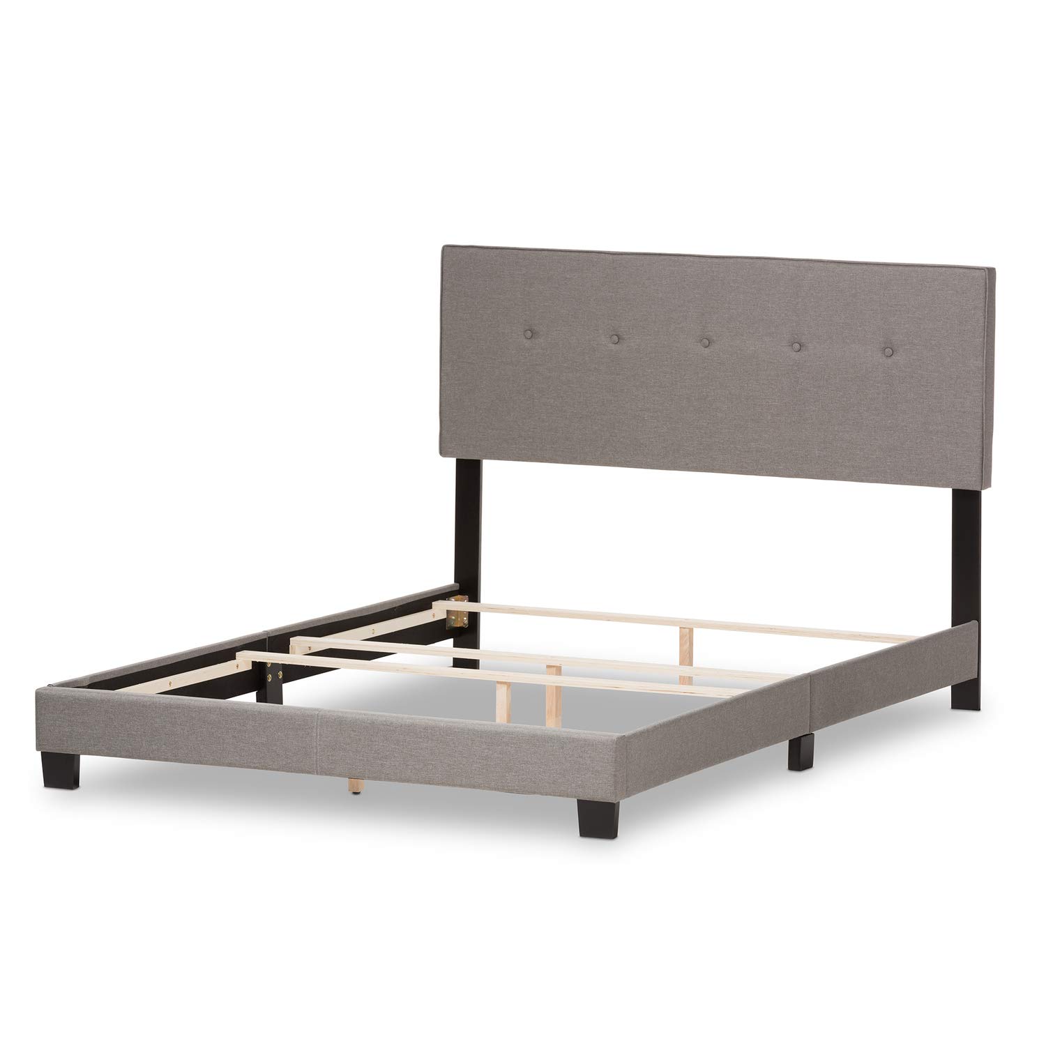 Baxton Studio Hampton Modern Light Grey Fabric Upholstered Full Size Bed Frame - Contemporary Bedroom Furniture for Small Spaces & Guest Rooms