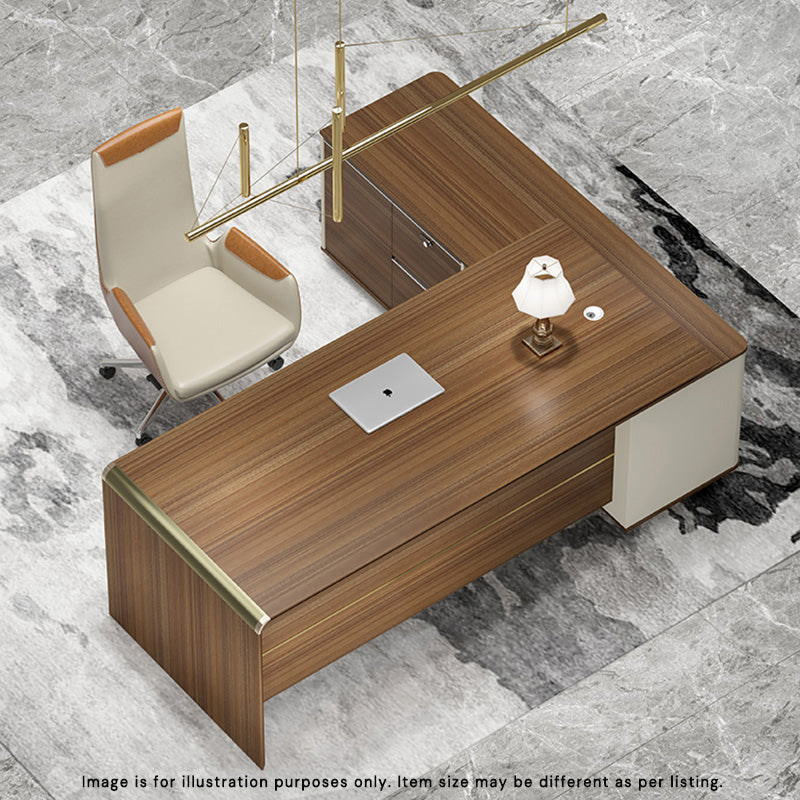 ANDERSON Executive Desk 1.6M Reversible - Hazelnut & Beige Home Office Desk for Professionals | Modern Workstation for Home Office, Study & Business Use