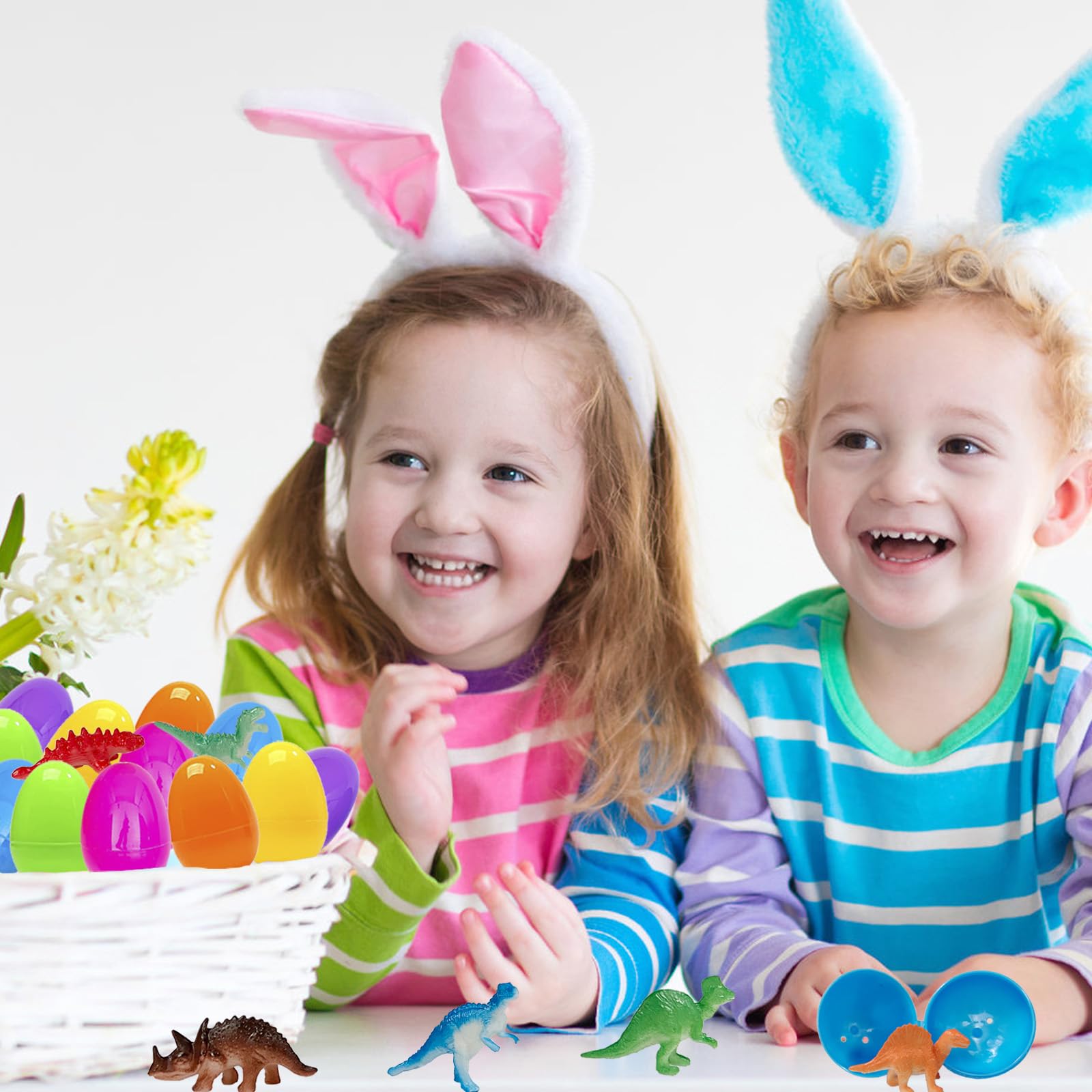 24-Pack Easter Eggs with Dinosaur Toys - Easter Basket Stuffers, Party Favors for Kids, Egg Hunt Fillers & Classroom Prizes - Perfect for Easter Celebrations, Birthday Parties & School Rewards