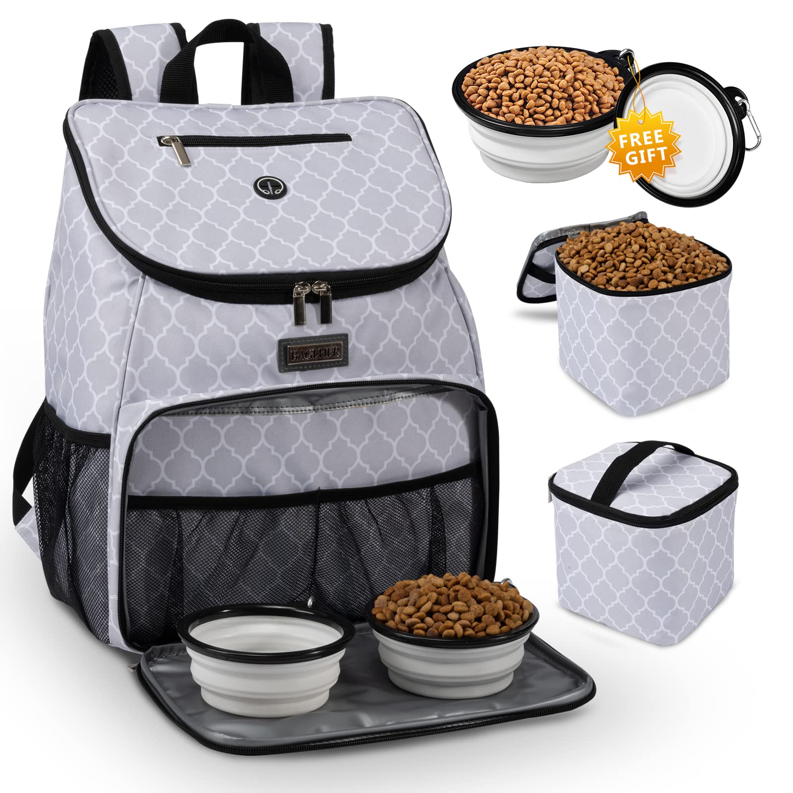 BAGLHER Airline Approved Dog Travel Backpack - Pet Carrier with 2 Collapsible Bowls & Food Containers for Small Medium Dogs | Perfect for Air Travel, Hiking, and Outdoor Adventures