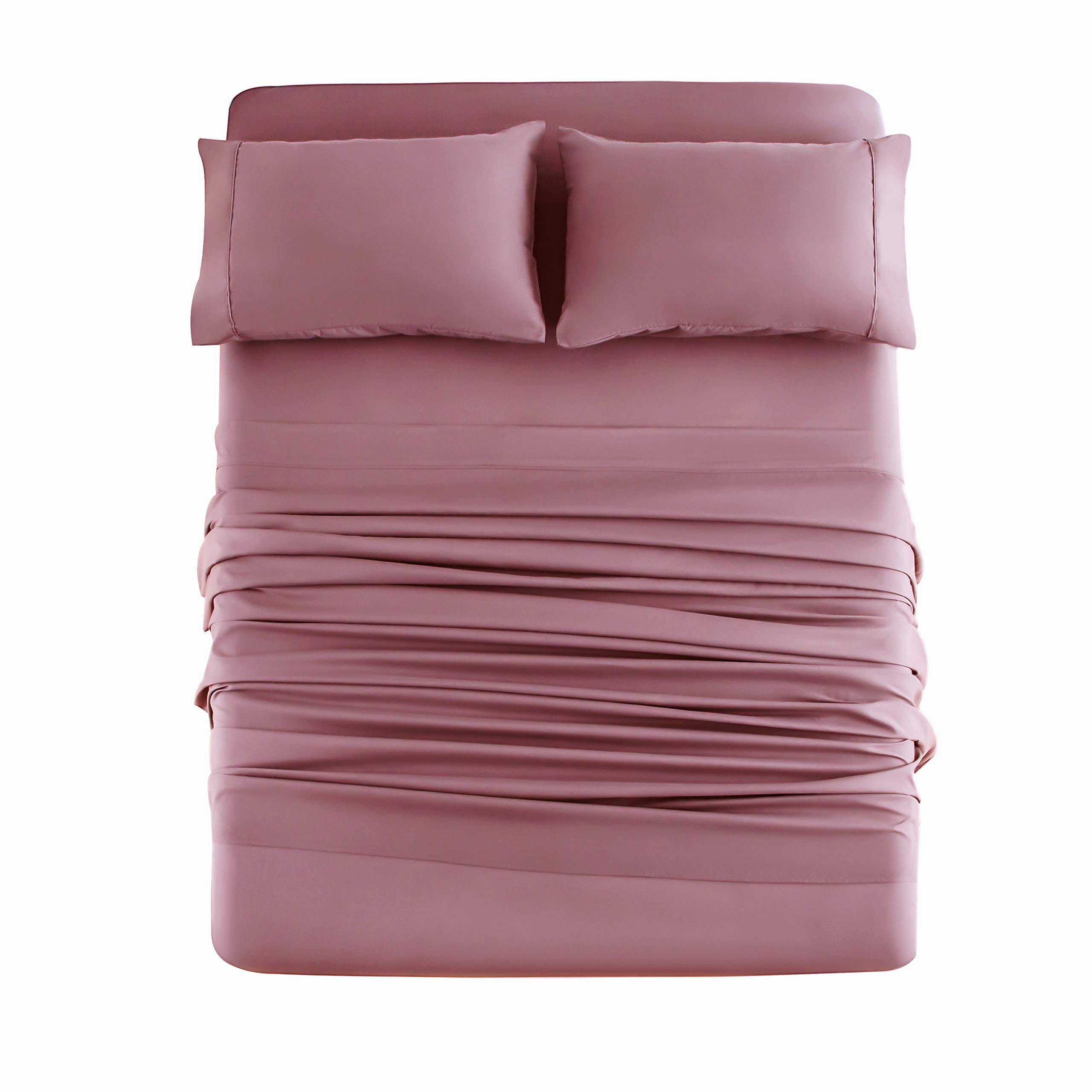 Mohap 3-Piece Twin Bed Sheet Set - Soft Brushed Microfiber Bedding with Pillowcases | Fade Resistant, Easy Care | Vintage Pink | Perfect for Kids' Rooms, Guest Beds & Dorm Essentials