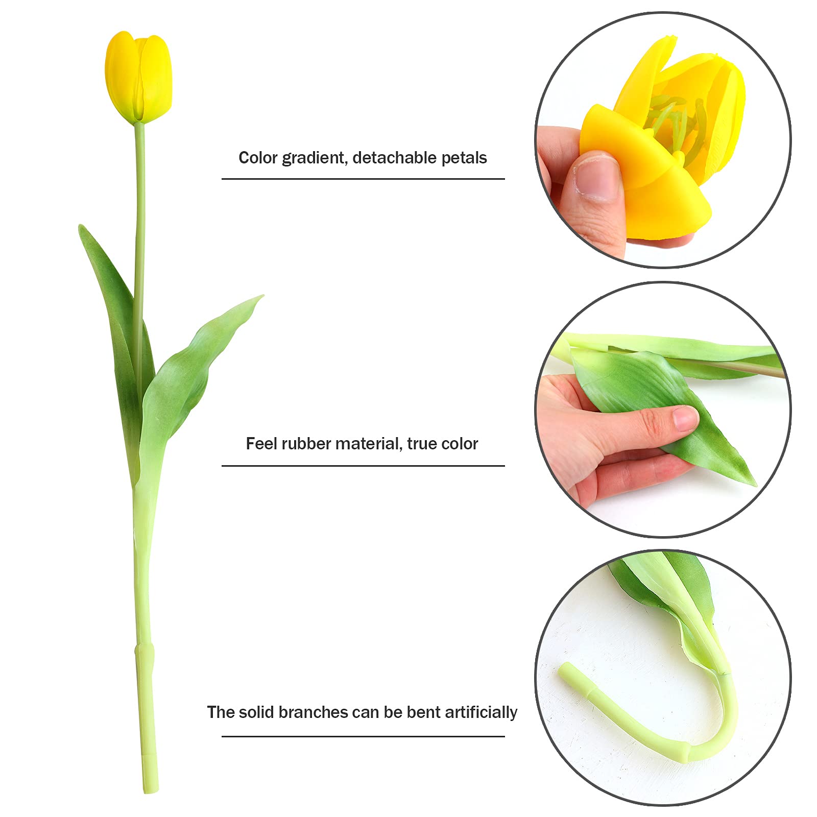 10pcs Real Touch Artificial Tulip Flowers - Faux Latex Tulips Bouquet with Gift Box for Wedding, Party, Home & Room Decor - Perfect for Centerpieces, Tablescapes & DIY Floral Arrangements (Yellow)