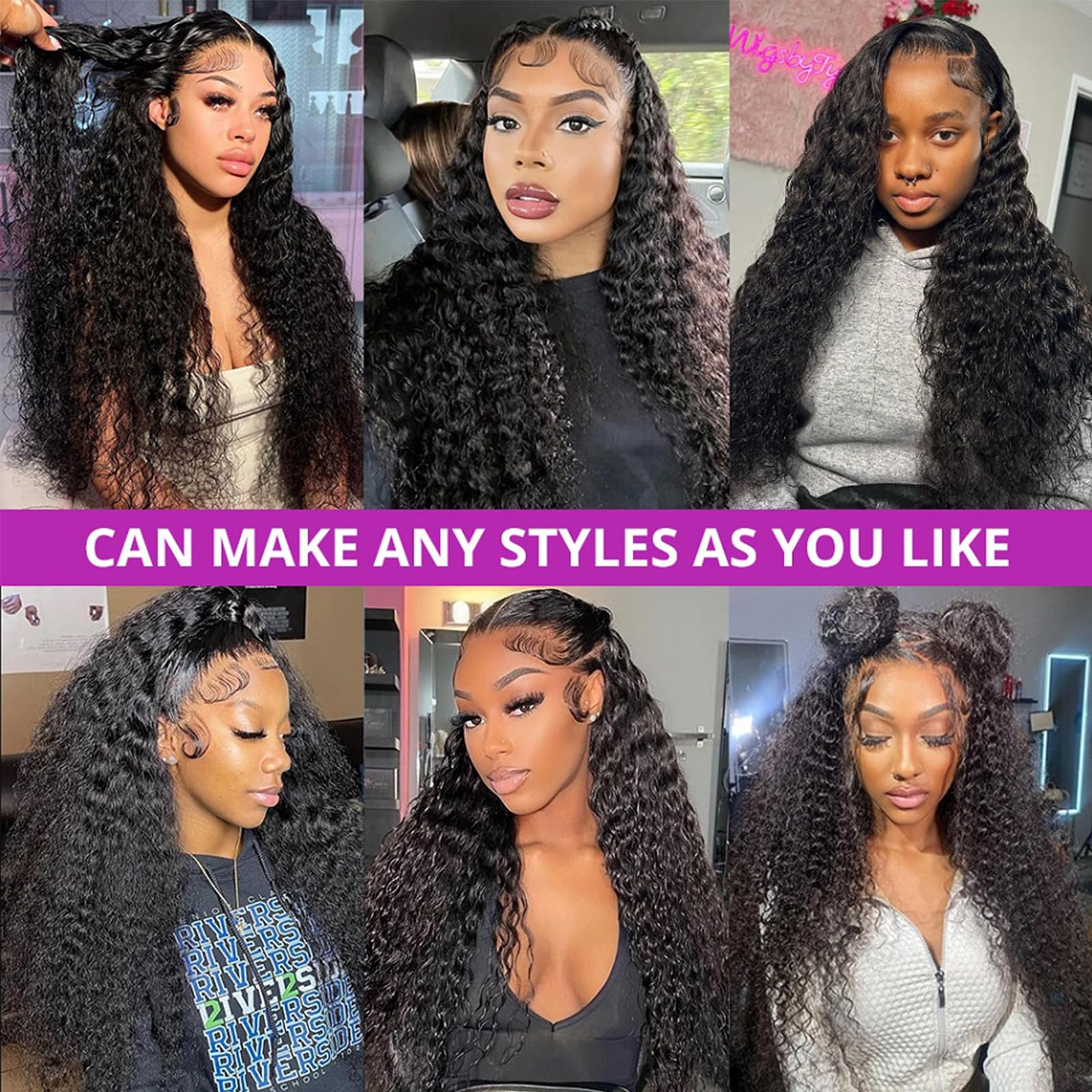 13x6 HD Deep Wave Lace Front Wigs Human Hair - 180% Density Deep Curly Lace Frontal Wigs for Women - 18 Inch Glueless Curly Human Hair Wigs with Baby Hair & Pre-Plucked Hairline - Perfect for Daily Wear, Cosplay, and Special Occasions