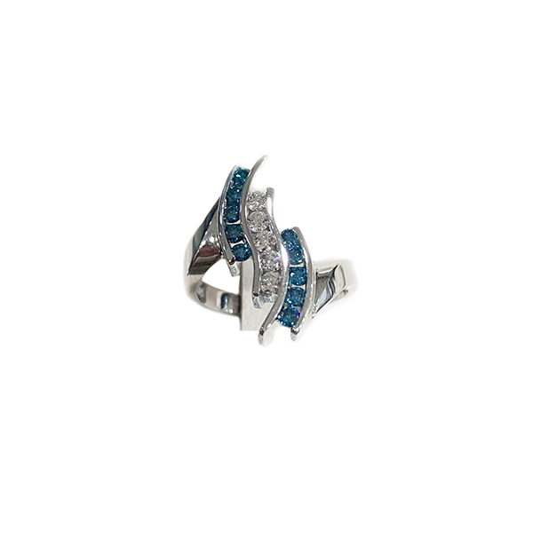 14K White Gold Blue Diamond Ring for Women - Elegant Solitaire Engagement & Wedding Band - Perfect for Proposals, Anniversaries, and Special Occasions