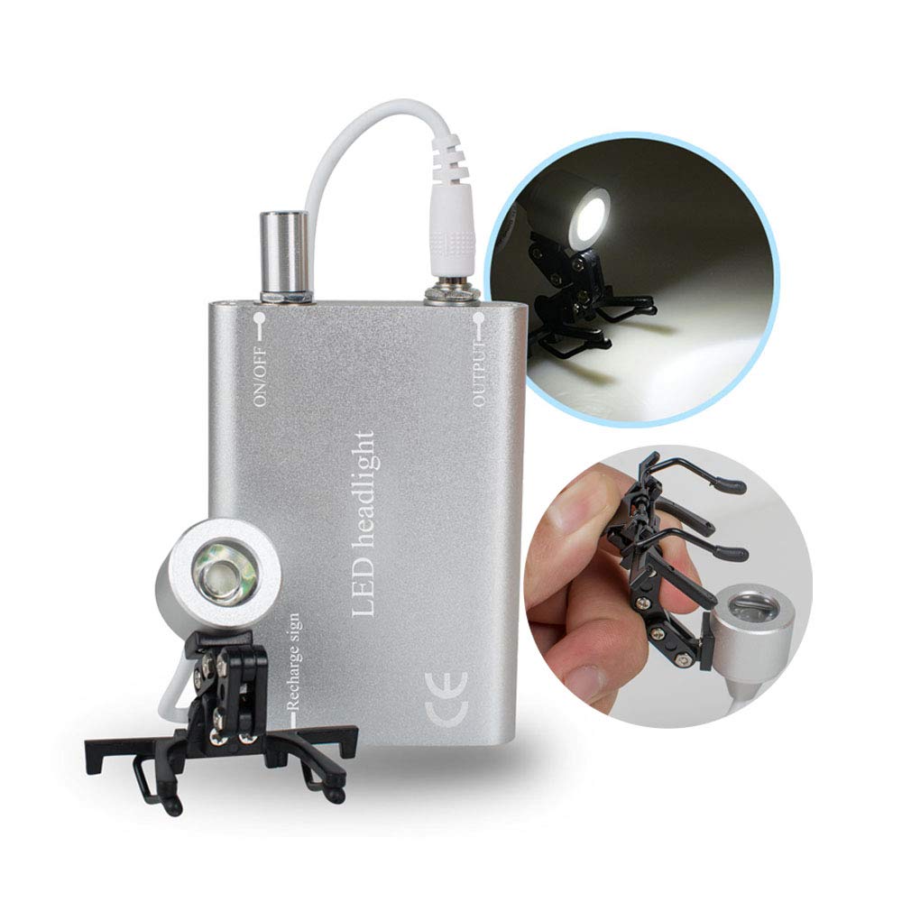 Silver LED Dental Head Light - Portable Headlamp for Surgical & Medical Procedures | Perfect for Dentists, Surgeons & Loupe Users | Ideal for Dental Exams, Surgeries & Precision Work