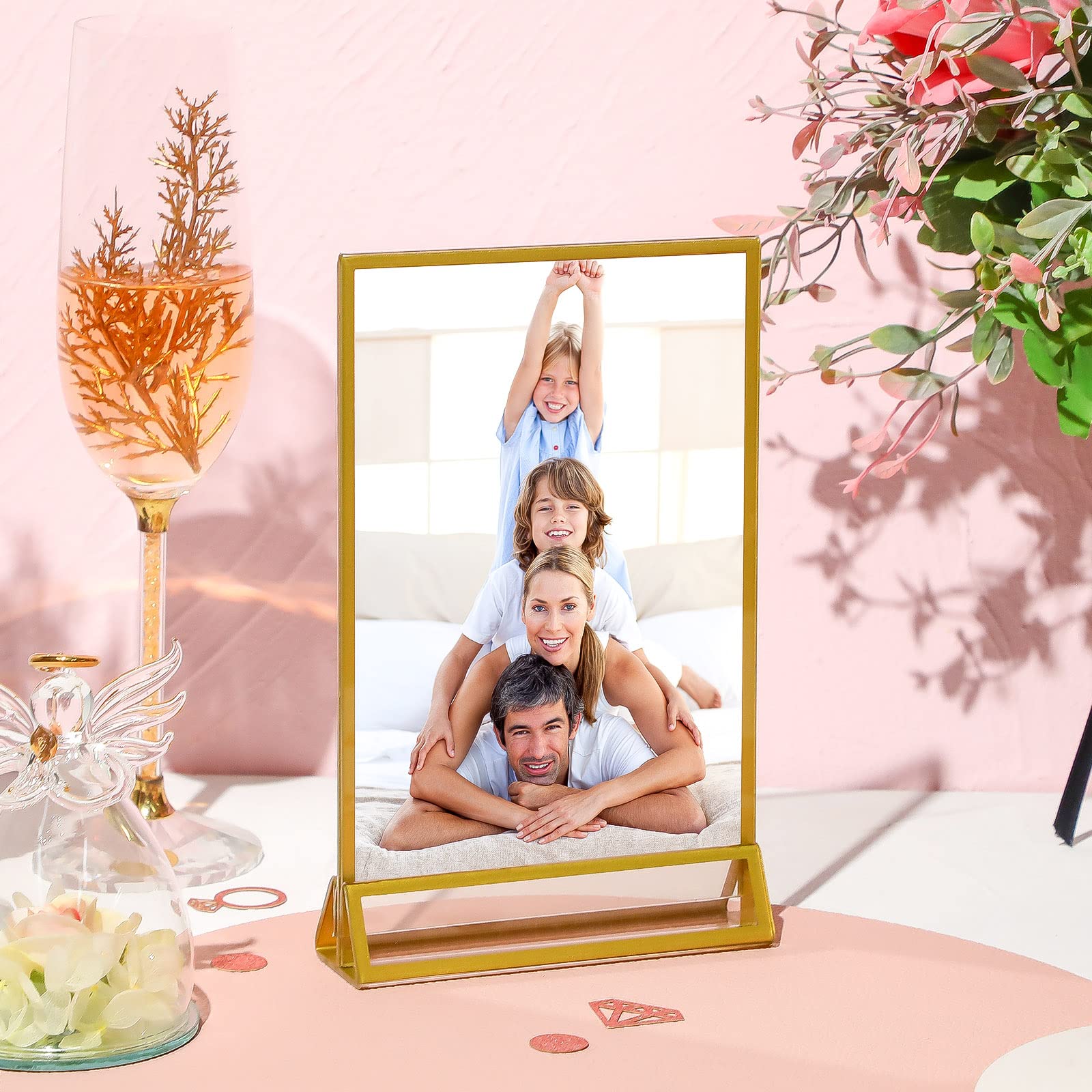 18-Piece Gold Acrylic Table Number Holders - 5x7 Inch Double-Sided Picture Frames for Wedding, Party & Event Decor - Clear Table Sign & Menu Display Stands - Perfect for Receptions, Banquets & Special Occasions