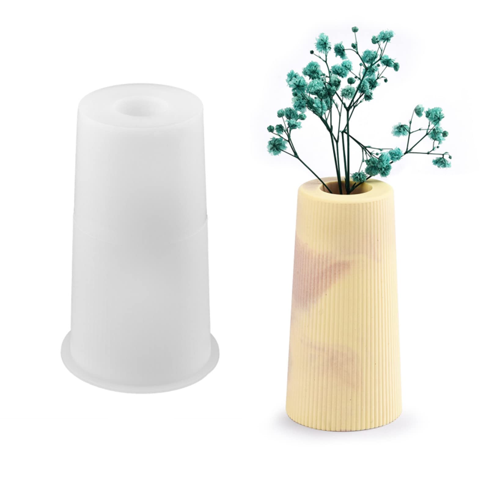 Striped Vase Silicone Mold for Concrete Flower Pots - DIY Succulent Planter, Epoxy Resin Pen Holder & Plaster Cement Crafts - Perfect for Home Decor, Wedding Centerpieces and Gift Making
