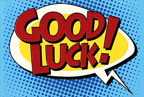 Pictura Good Luck Retro Talk Bubble Graduation Card - Blue Dots Design for Graduation Congratulations & Party Decorations