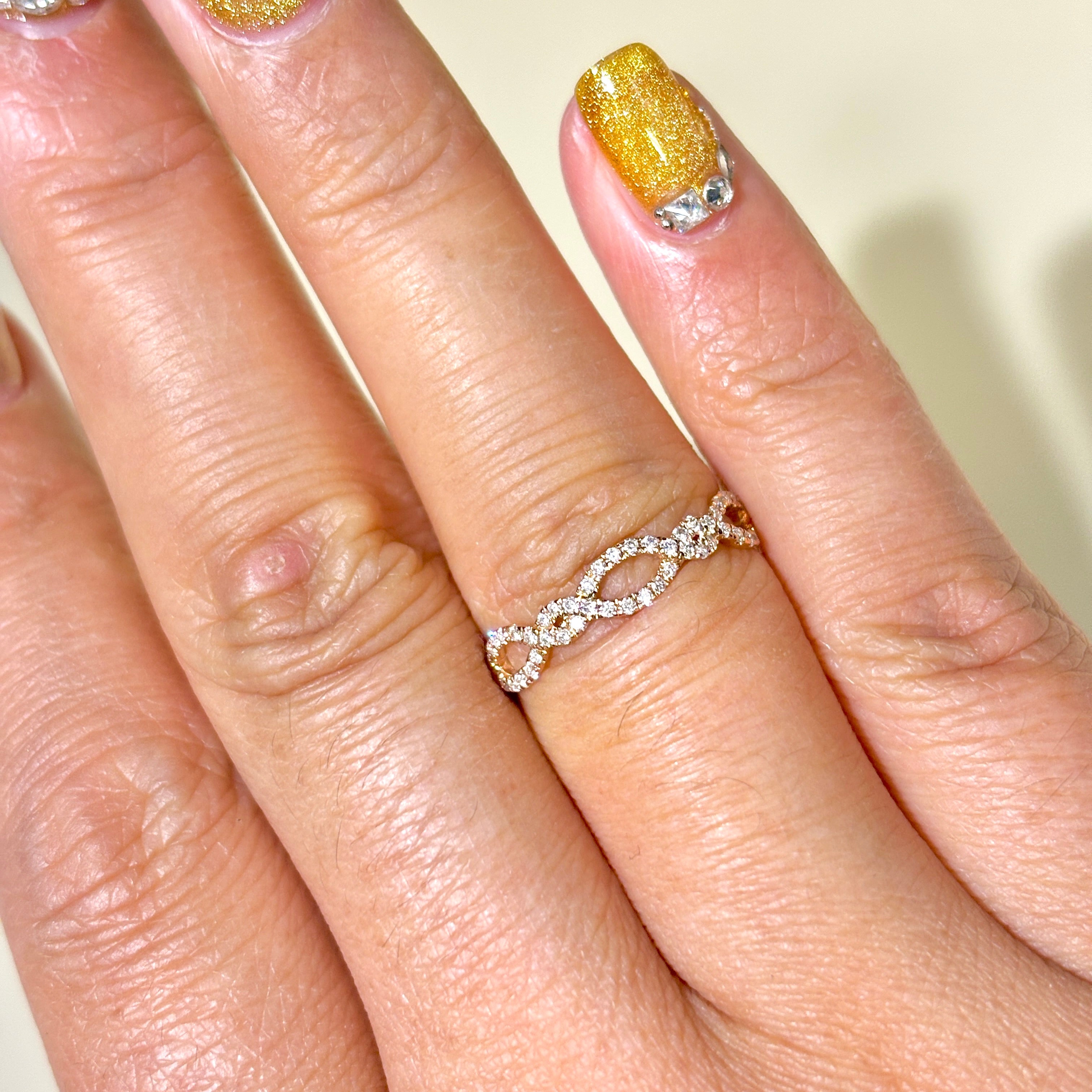 18K Rose Gold Wave Design Diamond Ring - 0.23ctw Natural Diamond Engagement Ring, Size 4 - Perfect for Wedding, Anniversary & Valentine's Day Gifts