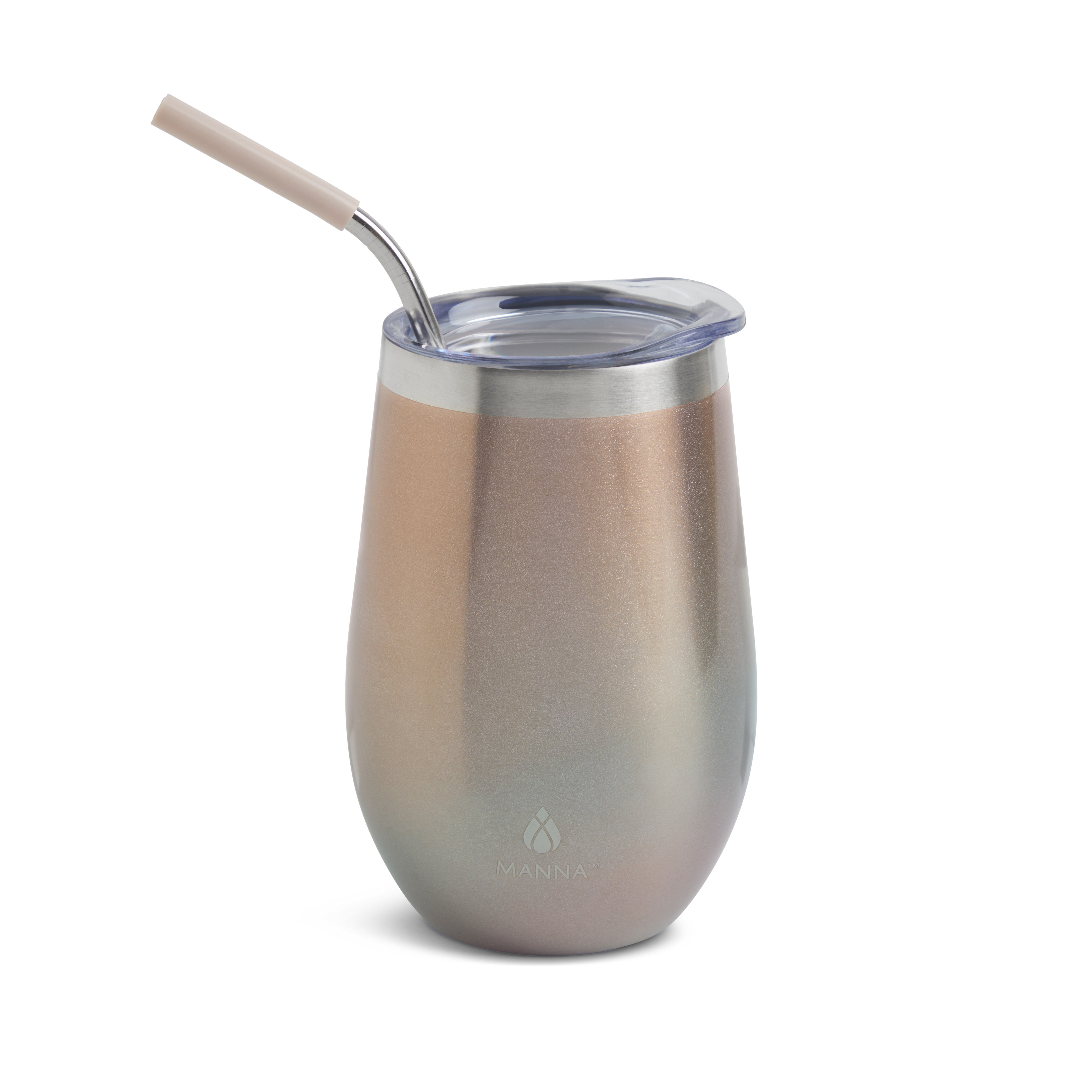 17 oz Stainless Steel Straw Wine Tumbler with Lid - Insulated Double Wall Vacuum Cup for Chilled Cocktails, Iced Coffee & Outdoor Parties - BPA Free Leakproof Travel Mug
