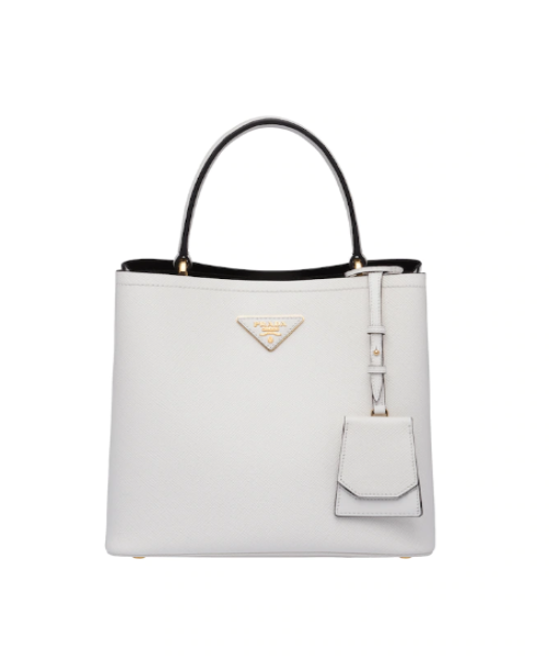 Prada Panier Medium Handbag in White | Luxury Designer Tote for Women | Perfect for Work, Travel & Everyday Use