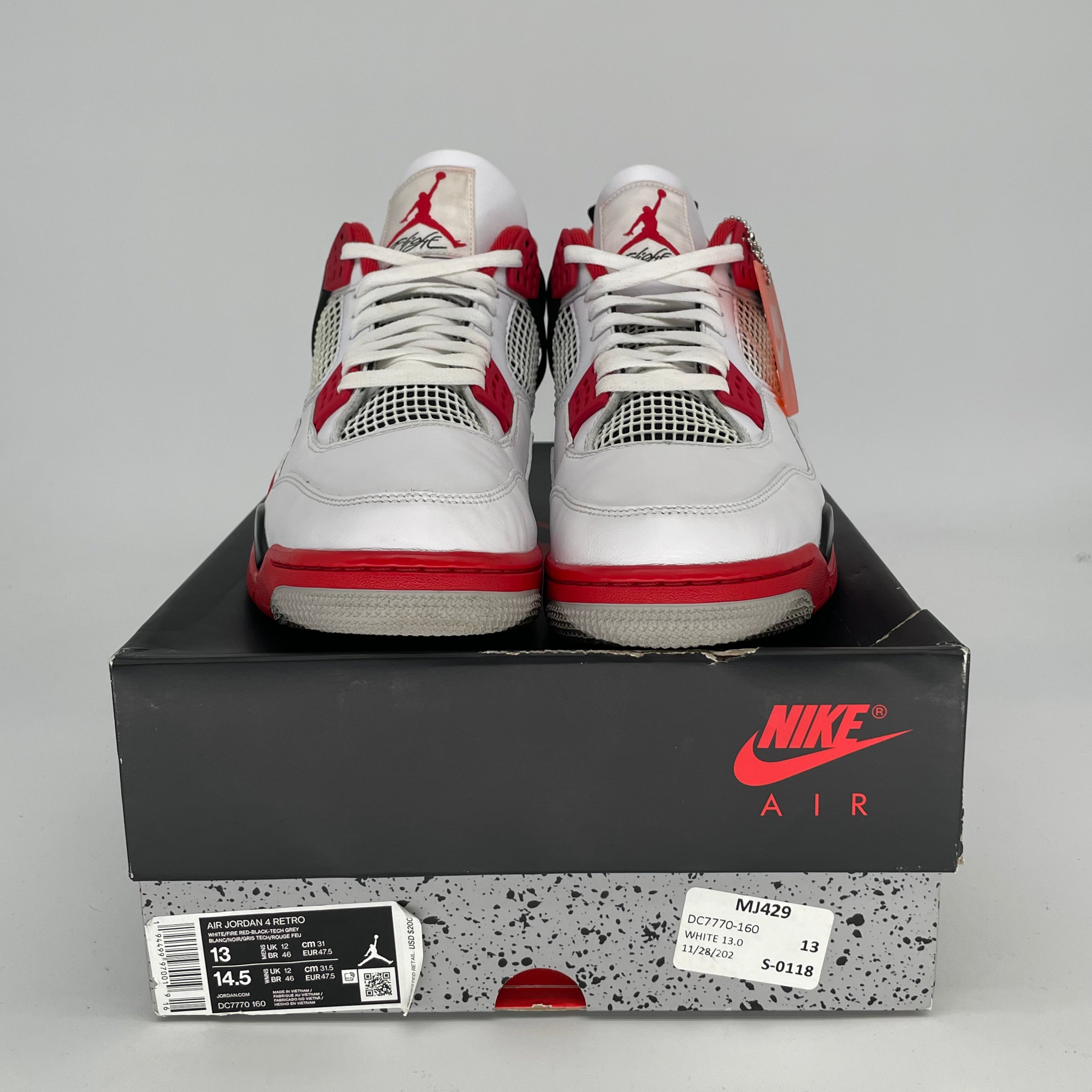 Original Air Jordan 4 Retro 'Fire Red' Men's Basketball Shoes - Size 13 (DC7770-160) - Perfect for Streetwear, Sneaker Collecting & Basketball Games