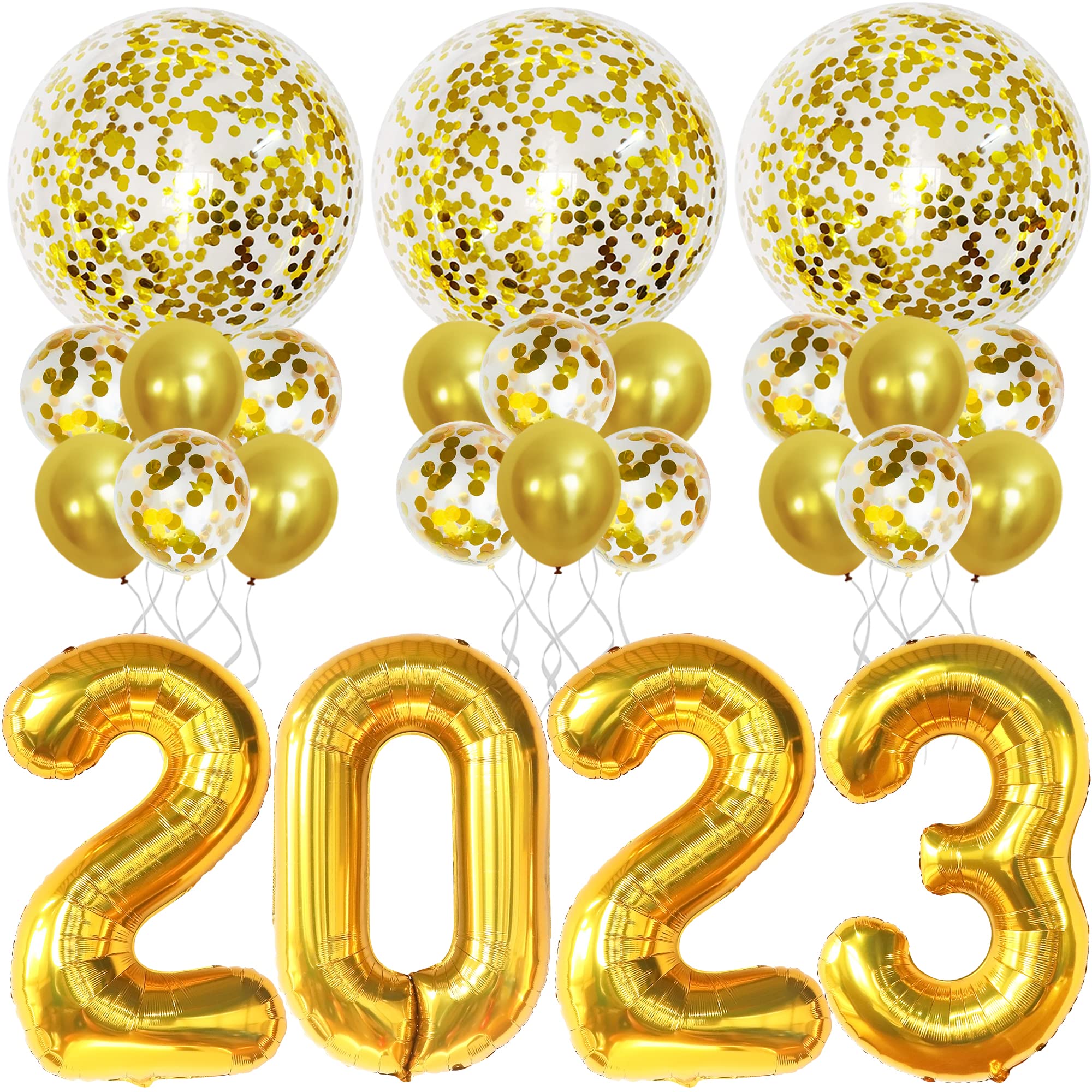 KatchOn 40 Inch Giant Gold Confetti Balloons Set - Class of 2023 Graduation Decorations, Prom Party Supplies, Birthday Celebration Balloons for 2023 Events & Special Occasions