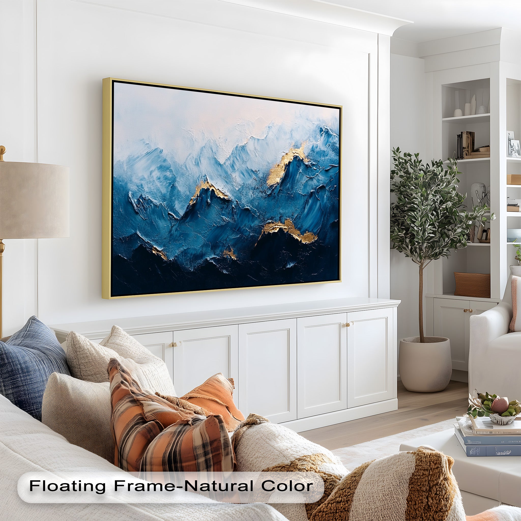 Blue Ridge Art - Handmade Abstract Mountain Oil Painting on Canvas for Home & Office Wall Decor