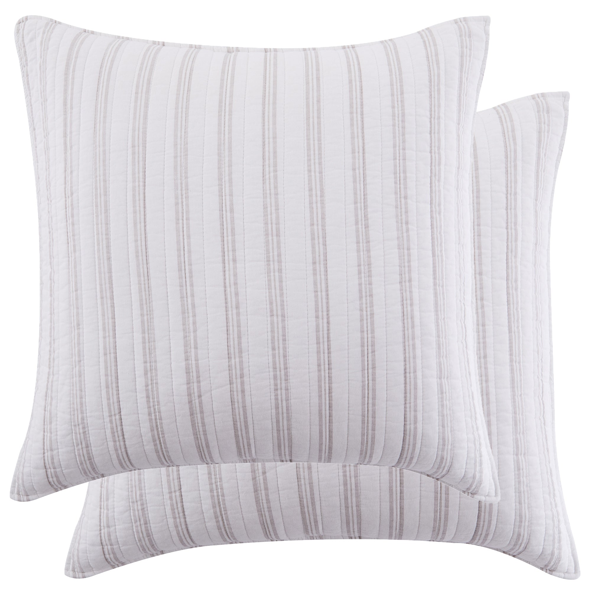 Sanira Taupe Euro Sham Pillow Covers Set of 2 - Standard Size 26x26 Inches - Soft Linen Blend Decorative Pillowcases for Bedroom, Living Room & Sofa