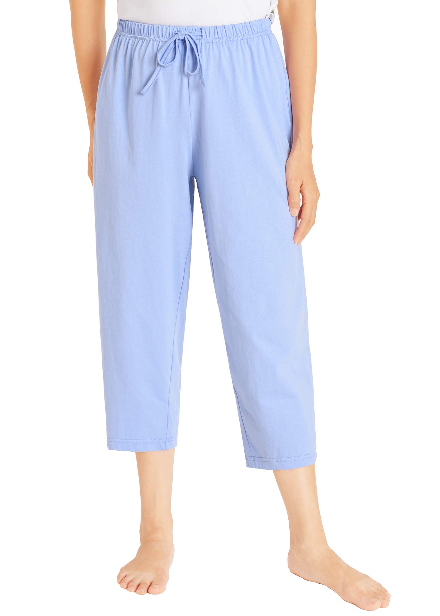 Latuza Women's Cotton Capri Pants for Sleep & Lounge - Soft Stretchy Comfortable Sleepwear for Nightwear, Yoga & Relaxation at Home