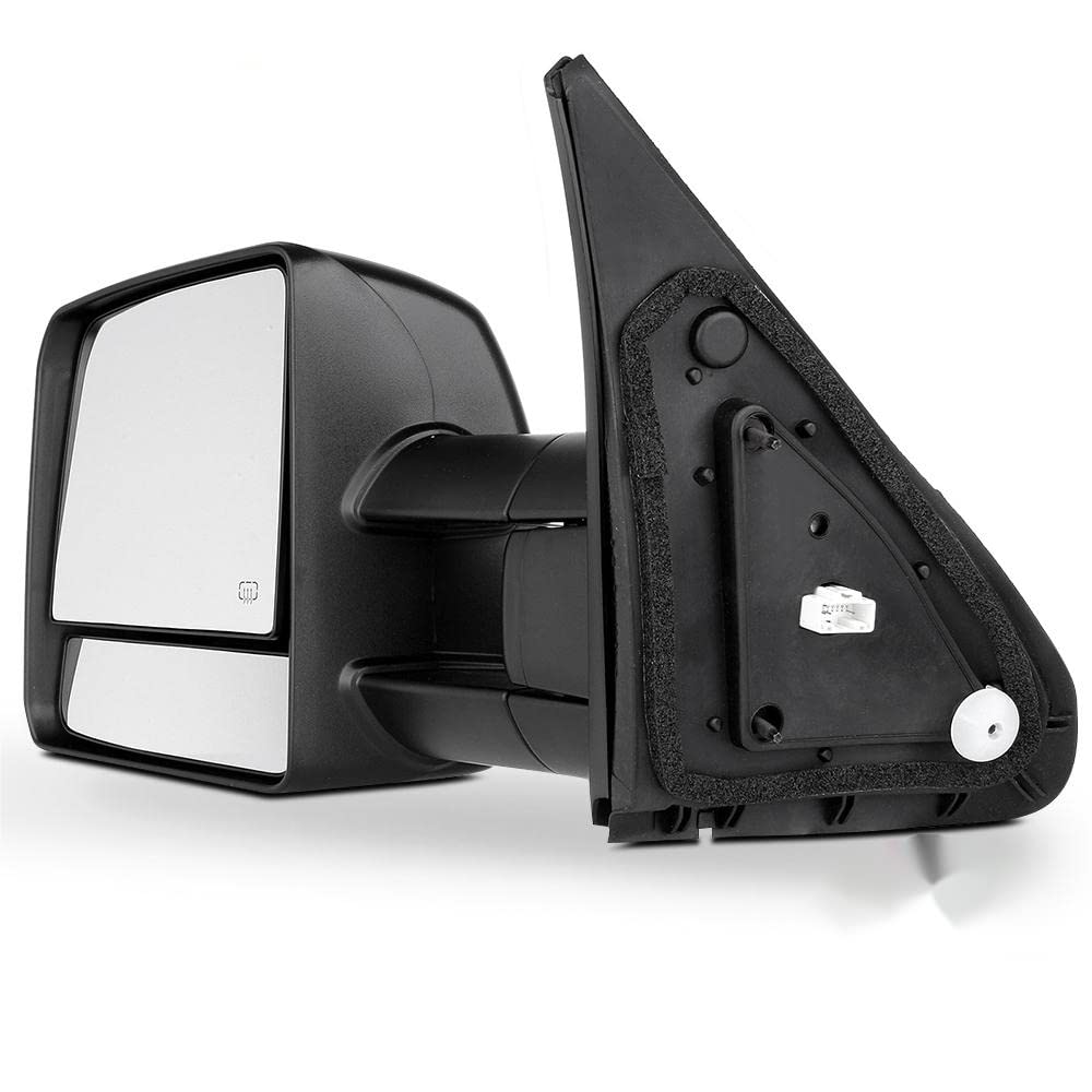 SCITOO Black Power-Adjusted Heated Towing Mirror with Turn Signal & Manual Folding - Compatible with 2007-2017 Toyota Tundra (PC LH) - Perfect for Truck Towing, Off-Roading & Highway Driving