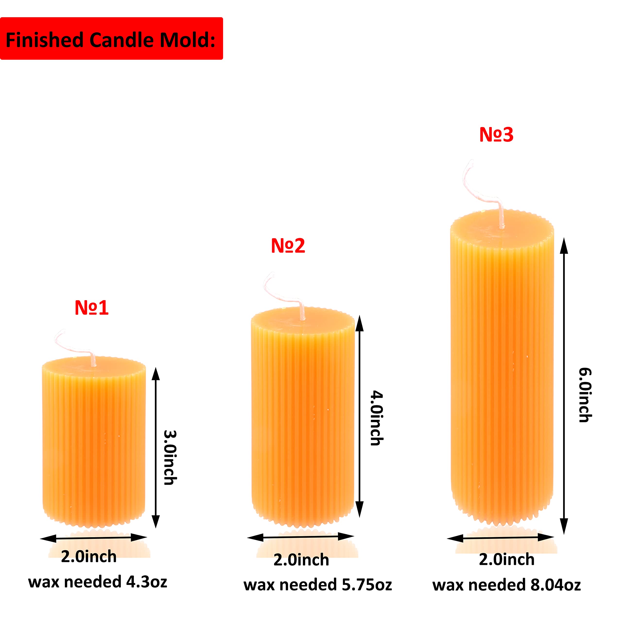 3PCS Stripe Pillar Candle Molds Set for DIY Candle Making - Includes 60ft Wick, 50 Wick Stickers, 3 Wick Holders & Iron Wire - Perfect for Home Decor, Wedding Centerpieces & Holiday Crafts