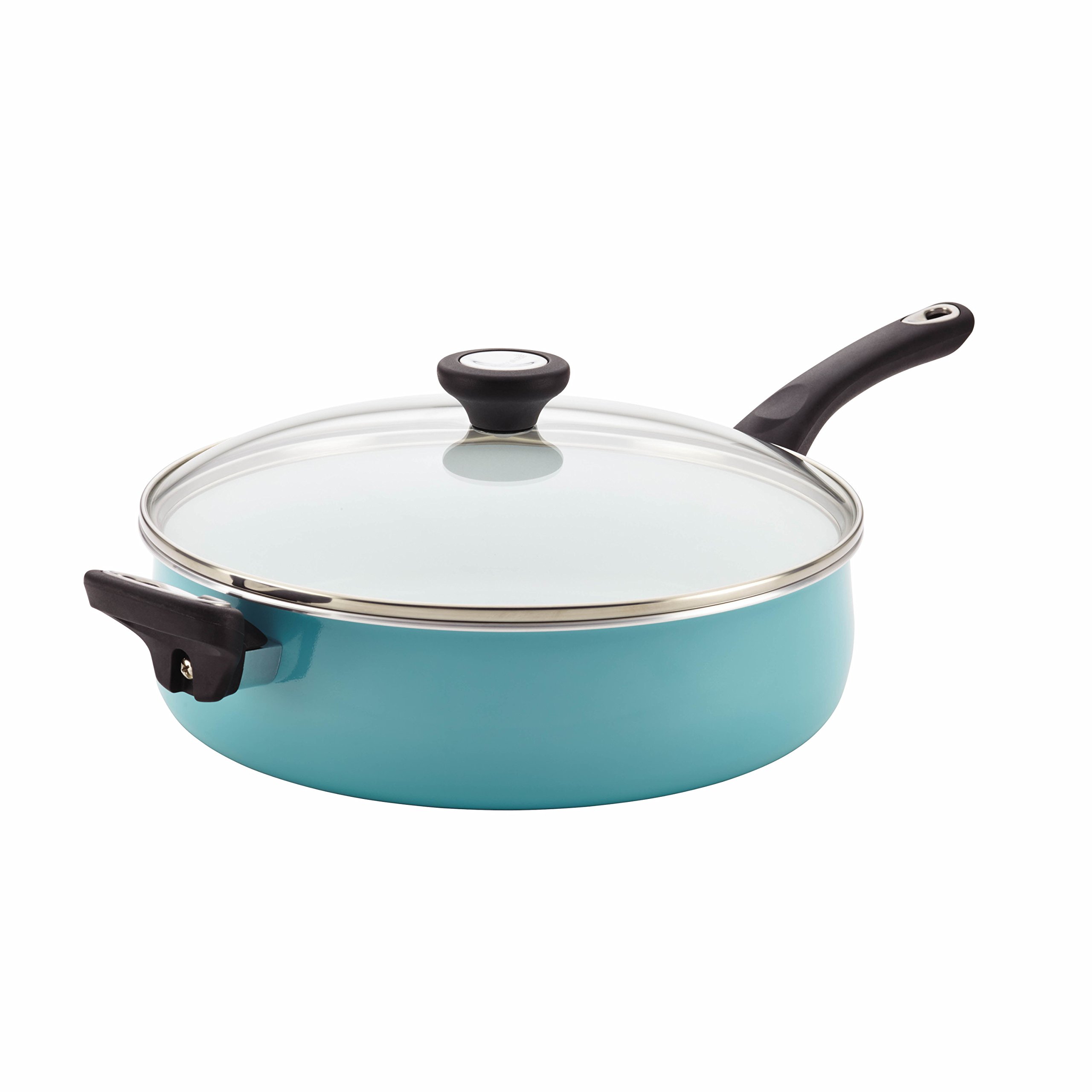 Farberware PURECOOK 5 Quart Ceramic Nonstick Jumbo Cooker & Saute Pan with Helper Handle - Blue | Durable & Healthy Cooking for Family Meals, Stir-Fry, Pasta & More