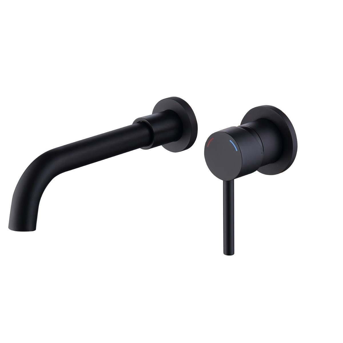 Matte Black Wall Mount Faucet for Bathroom Sink & Bathtub - Single Handle 2 Hole Brass Rough-in Valve Included | Perfect for Modern Bathrooms & Spa-Like Showers